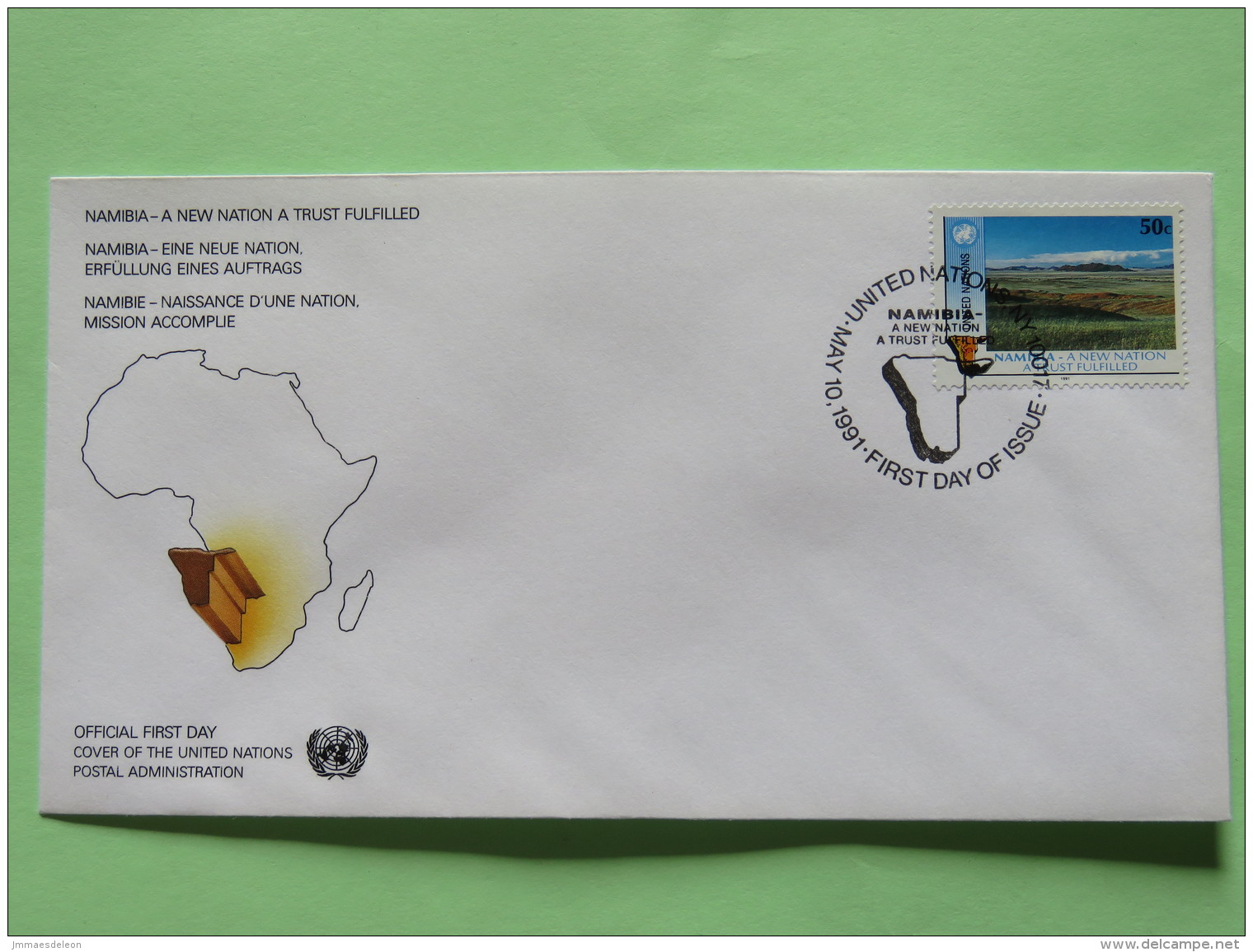 United Nations (New York) 1991 FDC Cover - Namibia - A New Nation - Map - Covers & Documents