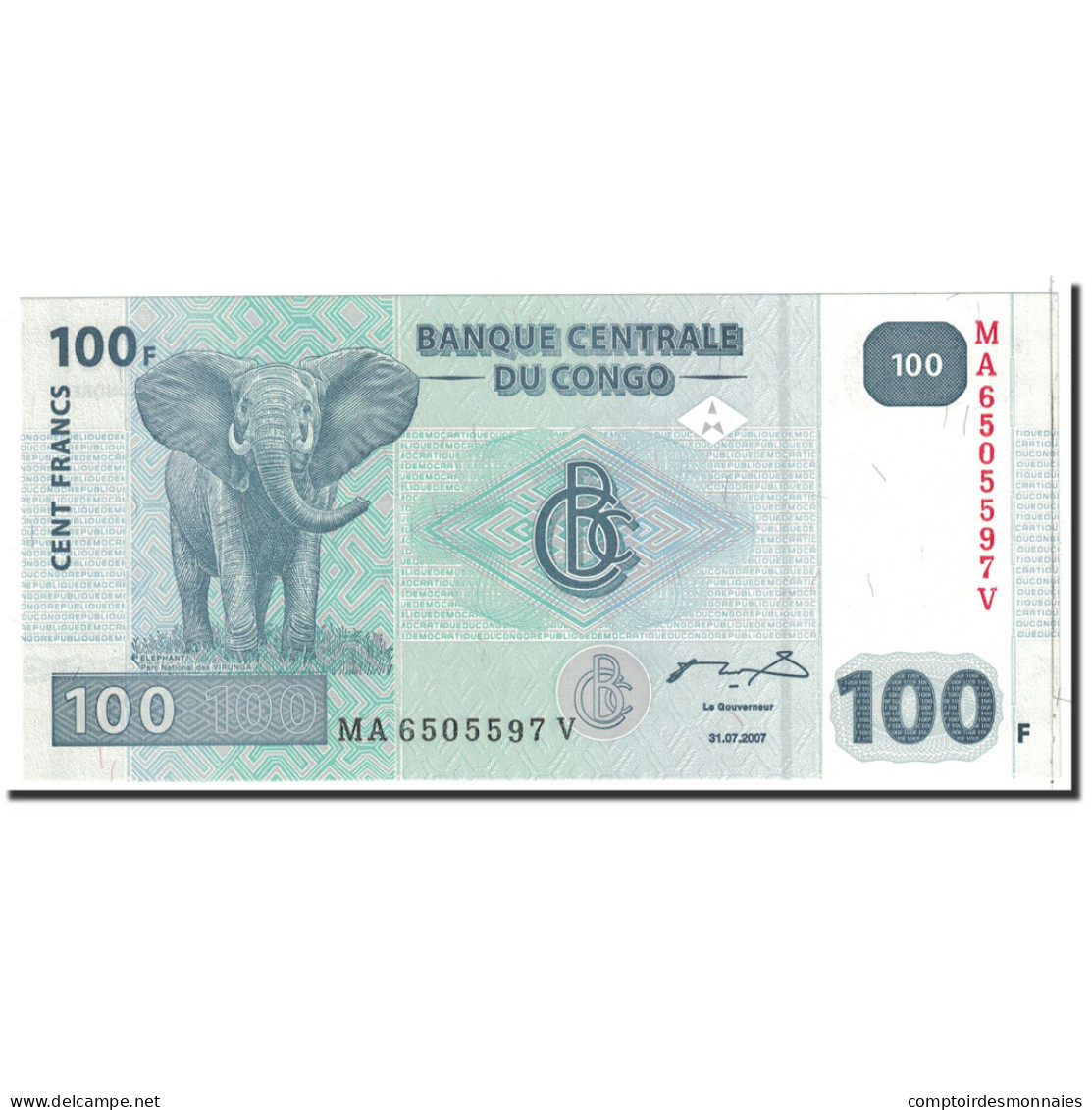 Billet, Congo Democratic Republic, 100 Francs, 2007, 2007-07-31, KM:98a, NEUF - República Democrática Del Congo & Zaire