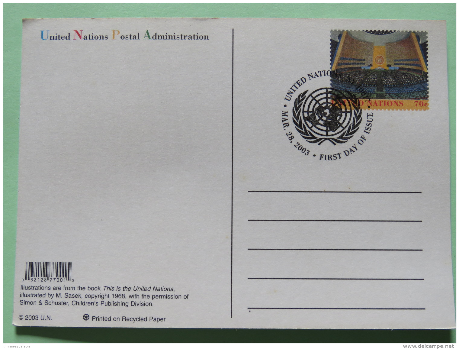 United Nations (New York) 2003 FDC Unused Stationery Postcard - Security Council Meeting - Covers & Documents