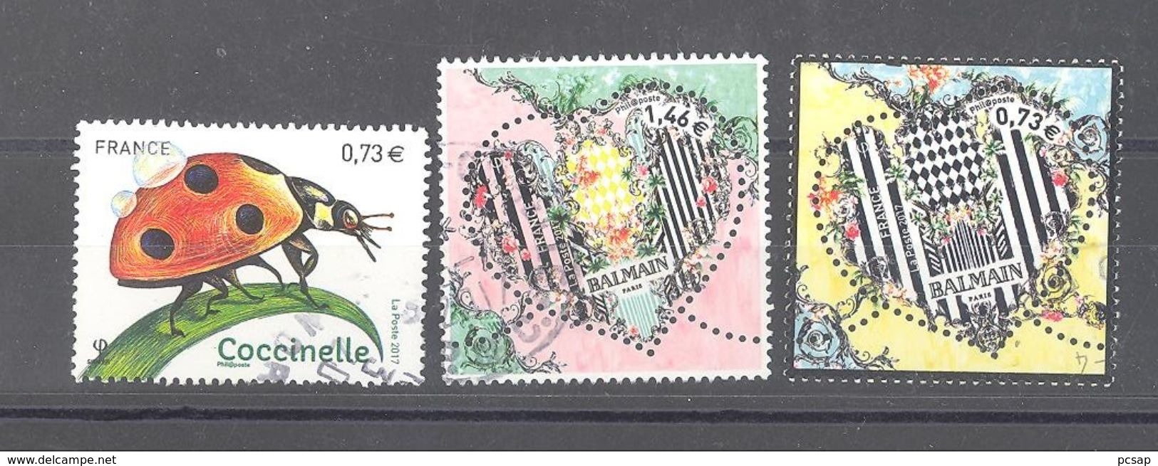 France Oblitérés (Coccinelle & Coeurs Gommés De Balmain à 0,73 Et 1,46) (cachet Rond) - Oblitérés