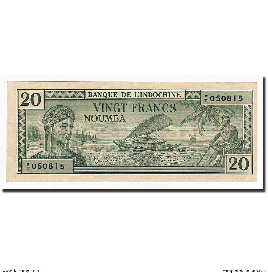 Billet, Nouvelle-Calédonie, 20 Francs, Undated (1944), KM:49, TTB - Nouvelle-Calédonie 1873-1985