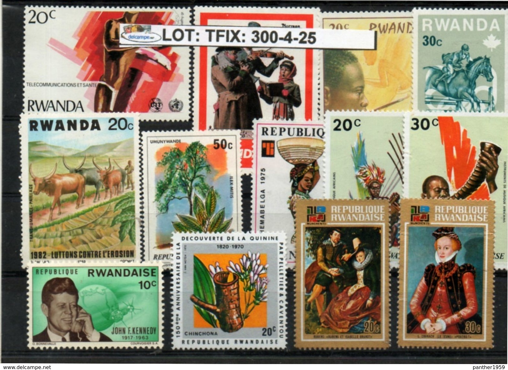 RWANDA SELECTION CONTENTS# 13 PCS IN MIXED CONDITION#. (TFIX-300-4 (25) - Collections