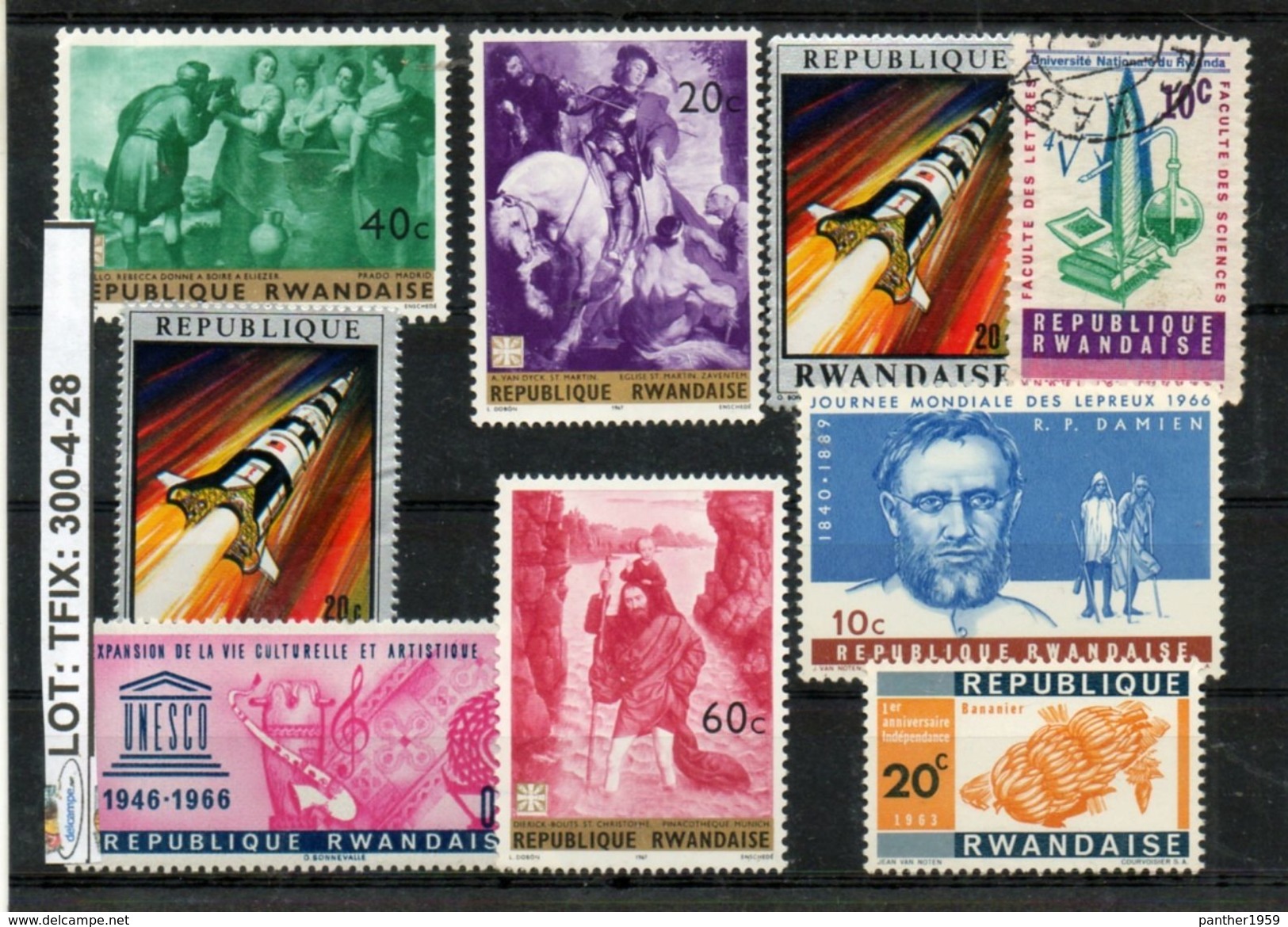 RWANDA SELECTION CONTENTS# 9 PCS IN MIXED CONDITION#. (TFIX-300-4 (28) - Collections