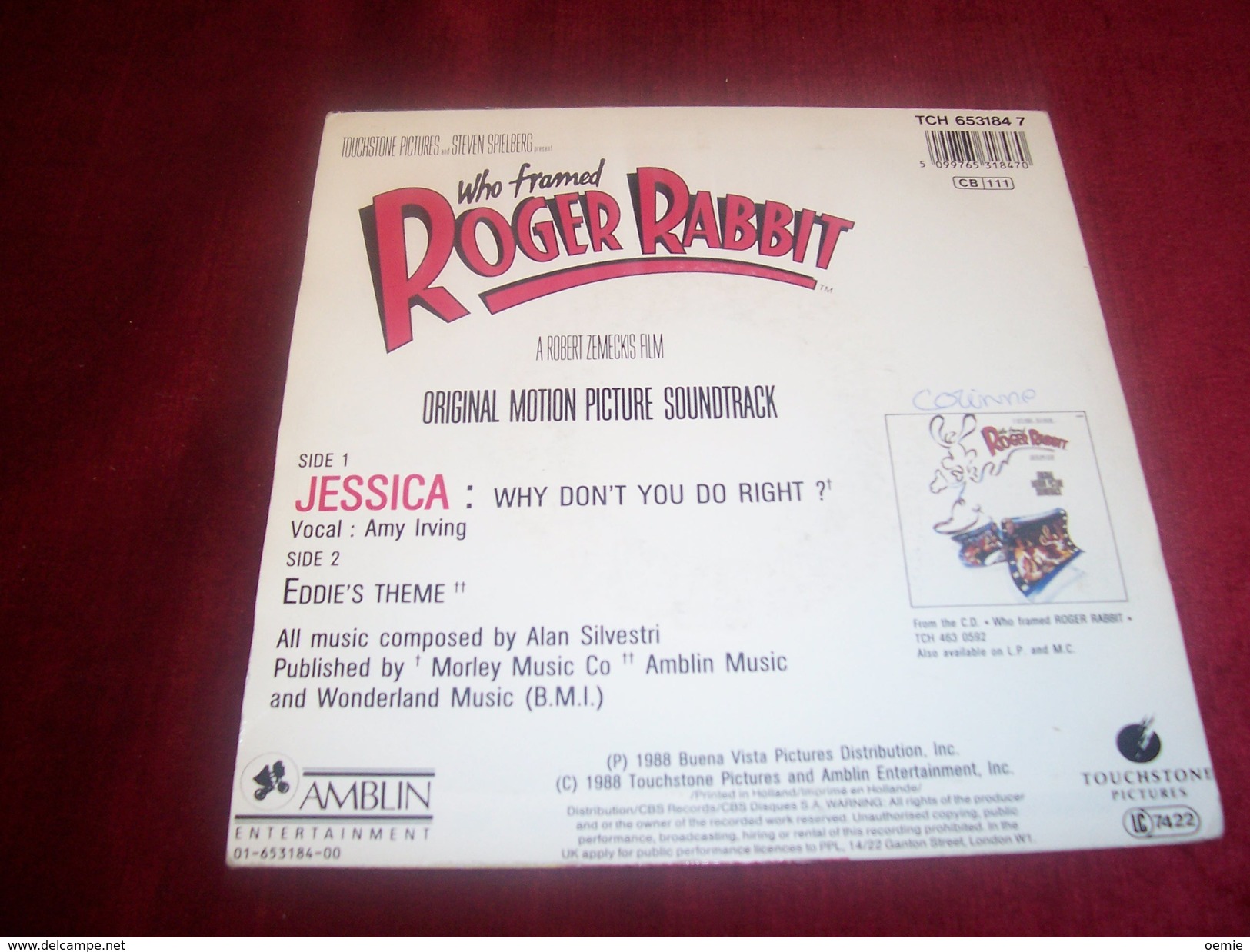 JESSICA RABBIT  / WHY DON'T YOU DO NIGHT °°  BO  DU FILM  ROGER  RABBIT - Soundtracks, Film Music