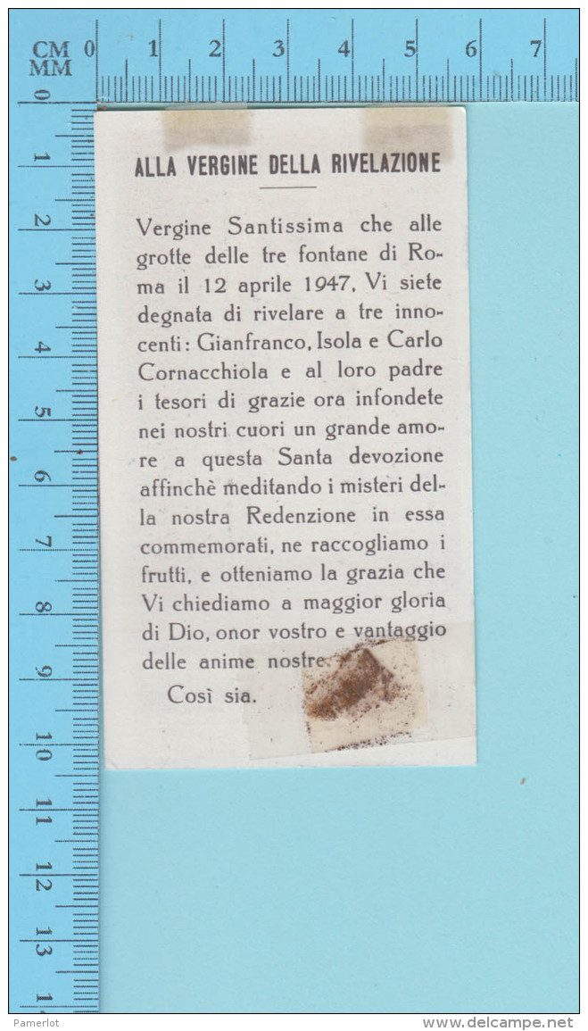 Image  Reliquaire - Relique Terre De  Grotte De Trois-Fontaines , Vierge De La Revelation - 2 Scans - Religión & Esoterismo