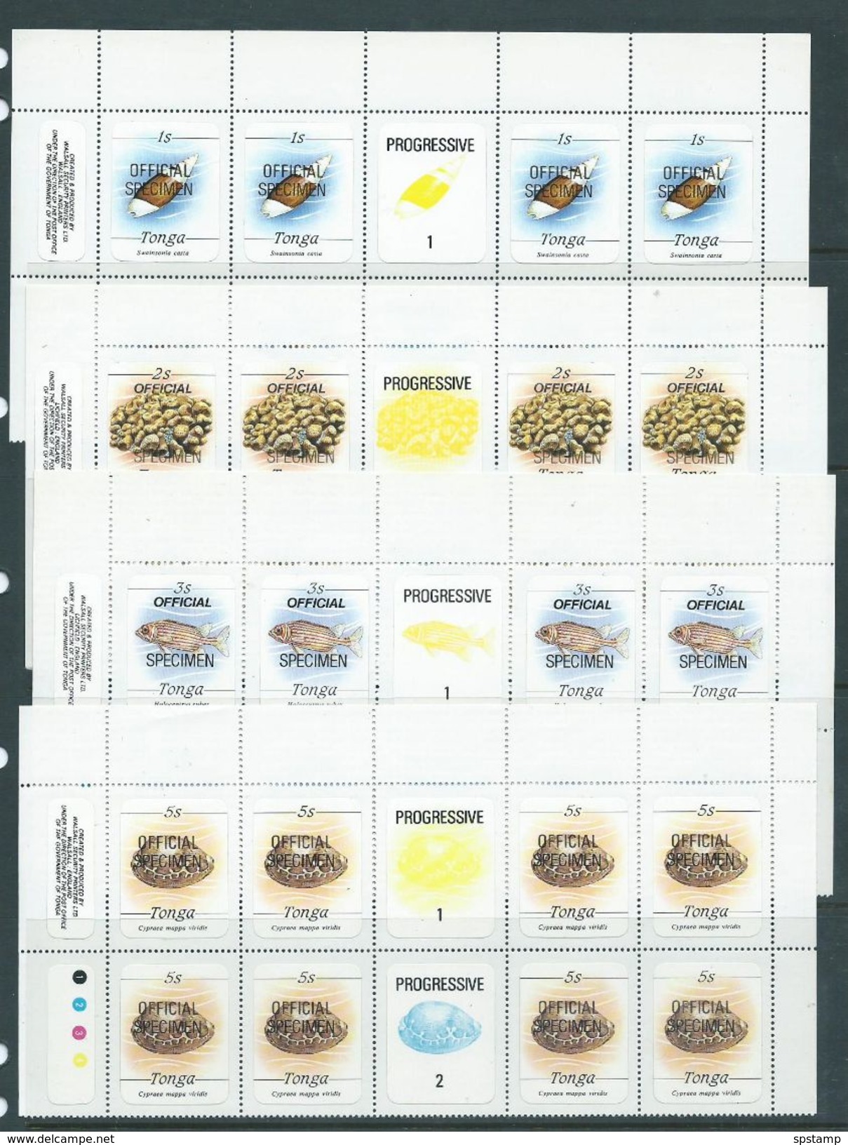 Tonga 1984 Marine Life Official Definitives X 8 In Gutter Blocks MNH Specimen O/P - Tonga (1970-...)