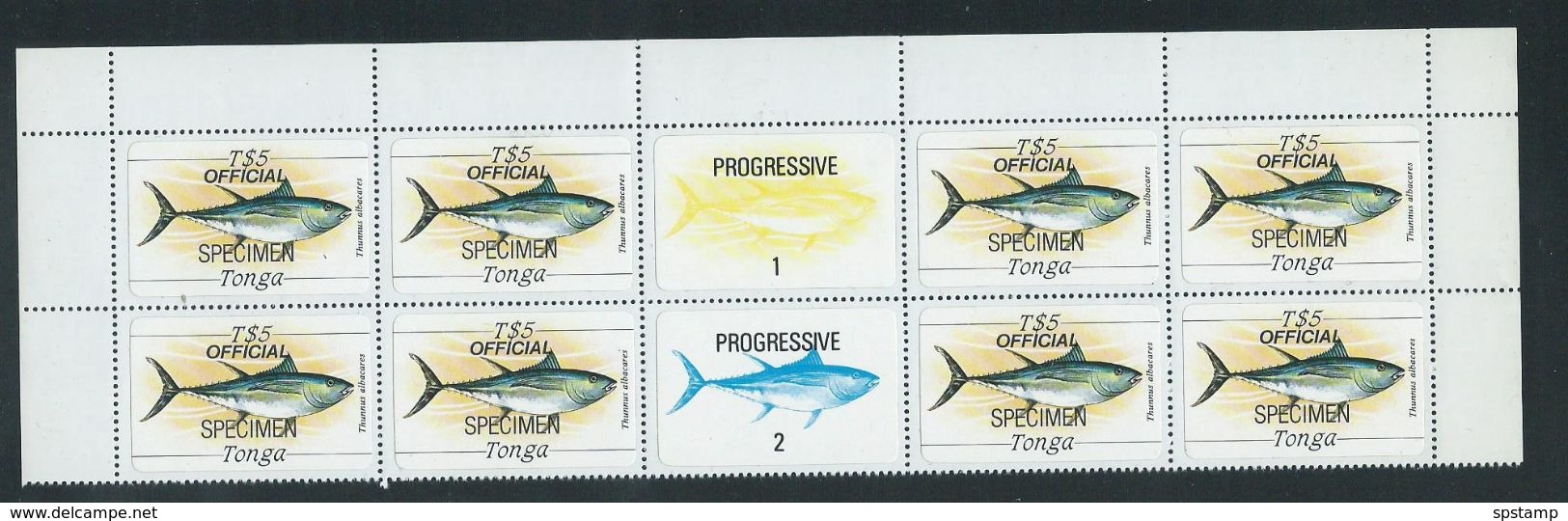 Tonga 1984 Marine Life Official Definitives X 8 In Gutter Blocks MNH Specimen O/P - Tonga (1970-...)