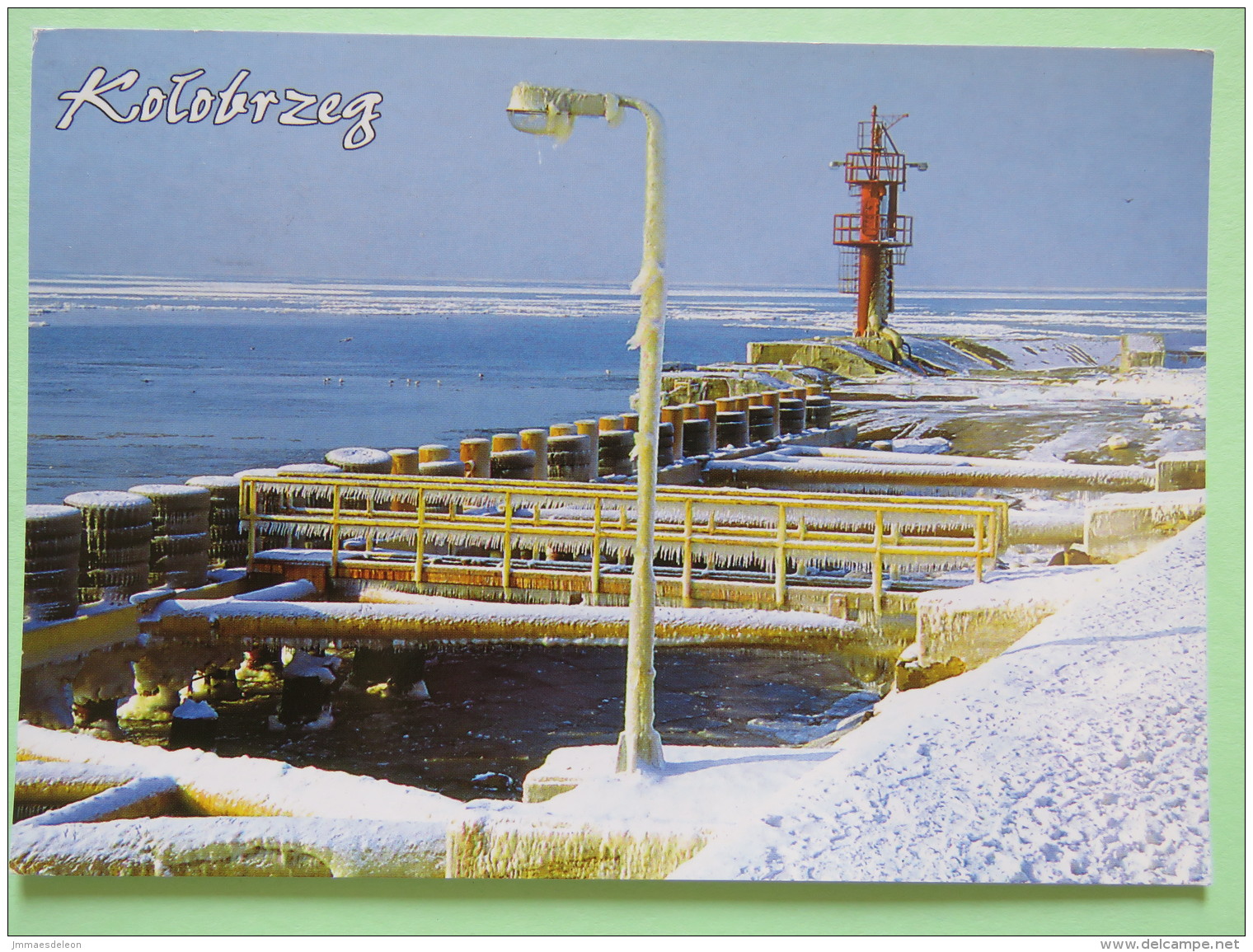 Poland 1999 Postcard ""Kolobrzeg Coast Lighthouse"" Belsko Biala To England - Due Tax - Country Estates Bronowicach - Polen