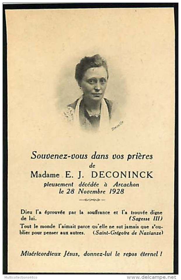 050817 - FAIRE PART DECES ANCIEN - FRANCE ARCACHON - E J DECONINCK 1928 - Décès