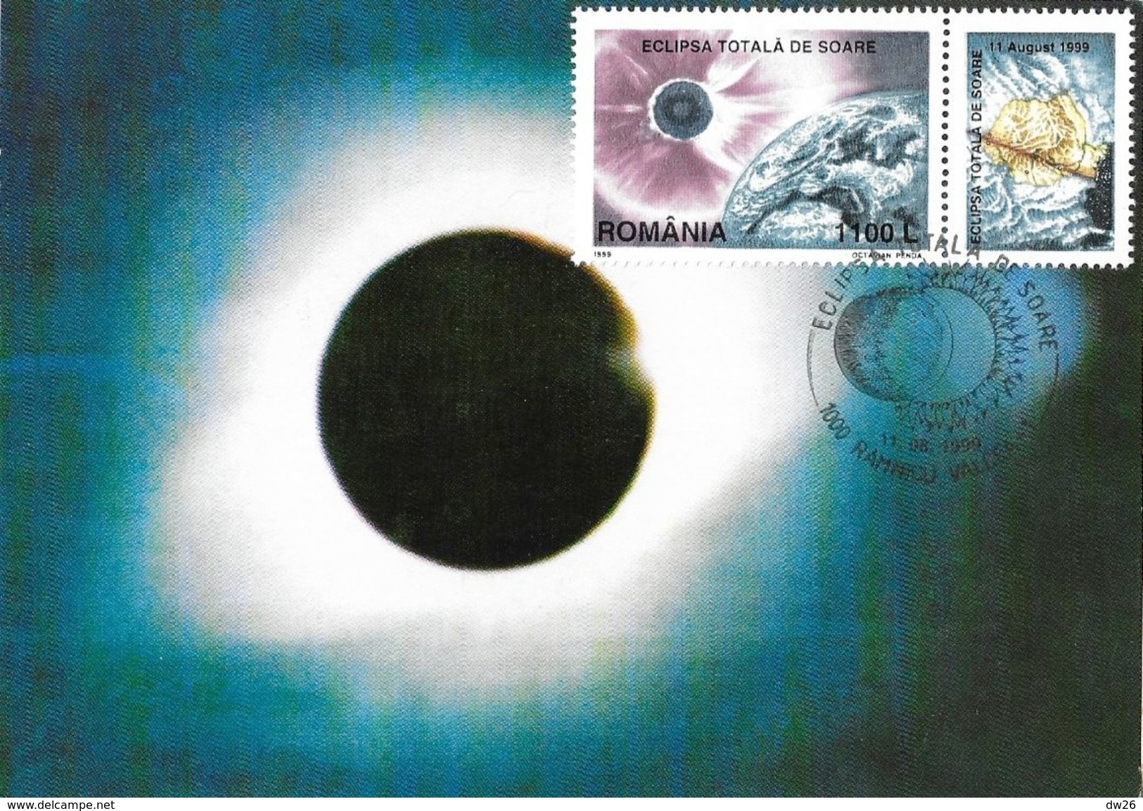 Eclipse Roumanie - Romania, Carte Et Timbre Eclipsa Totala De Soare 11 Août 1999 - Sterrenkunde