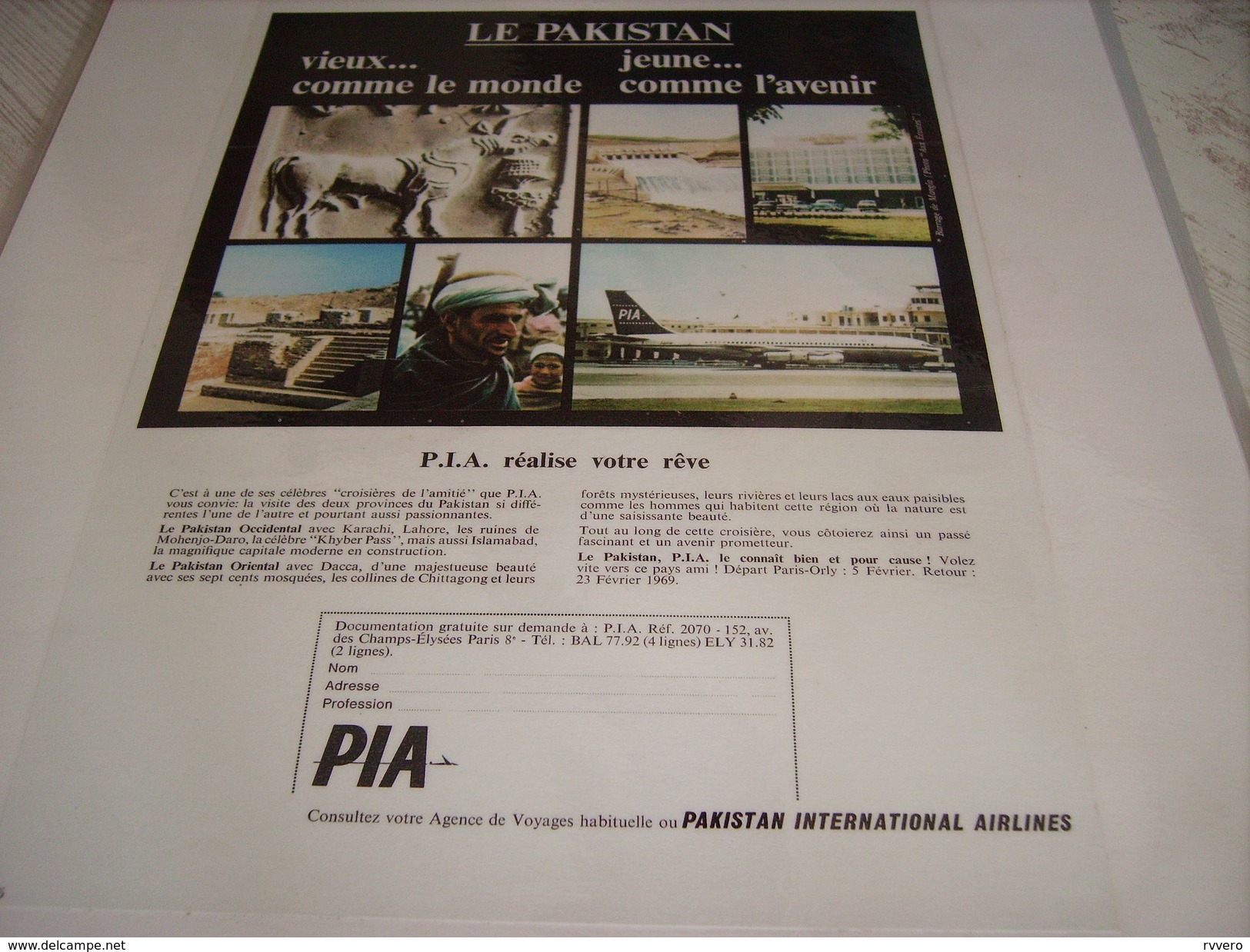 ANCIENNE PUBLICITE  PIA LE PAKISTAN - Publicités
