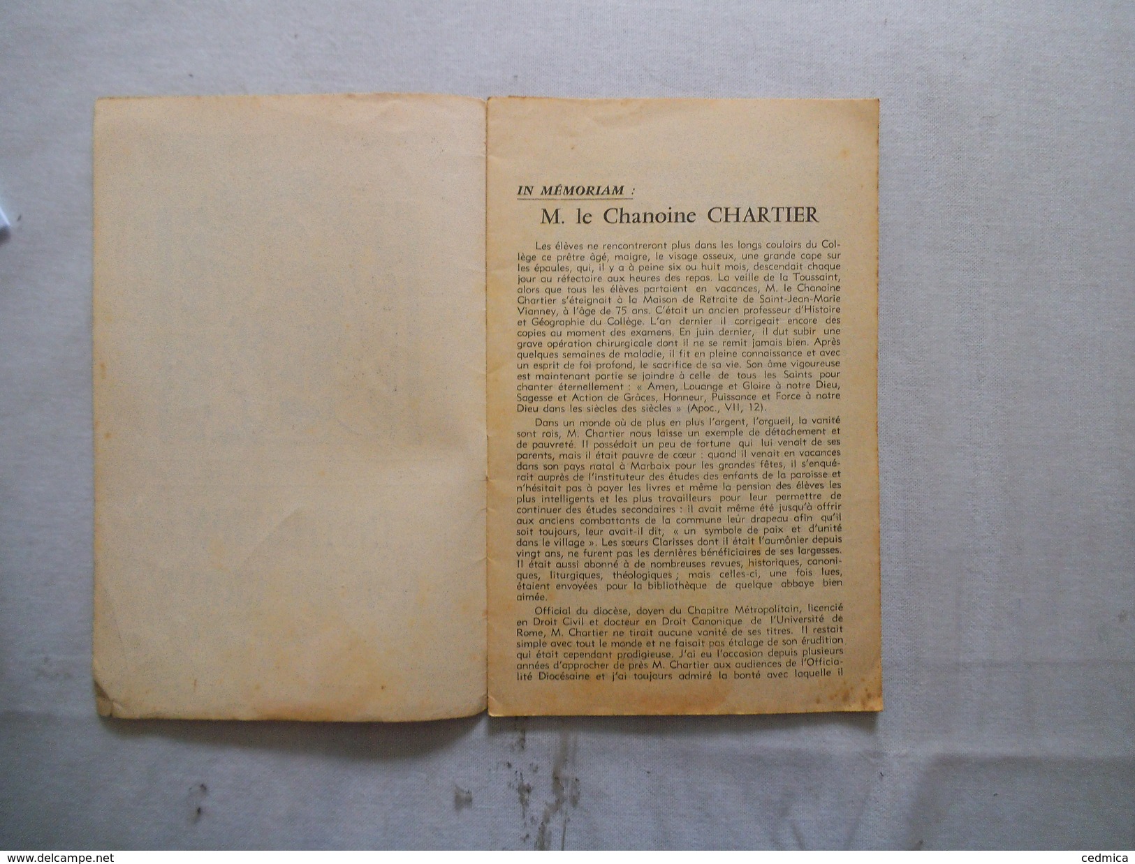 CAMBRAI INSTITUTION NOTRE-DAME DE GRACE LE JONGLEUR DE NOTRE DAME N°43 FEVRIER 1962 IN MEMORIAM M.LE CHANOINE CHARTIER - Religion &  Esoterik