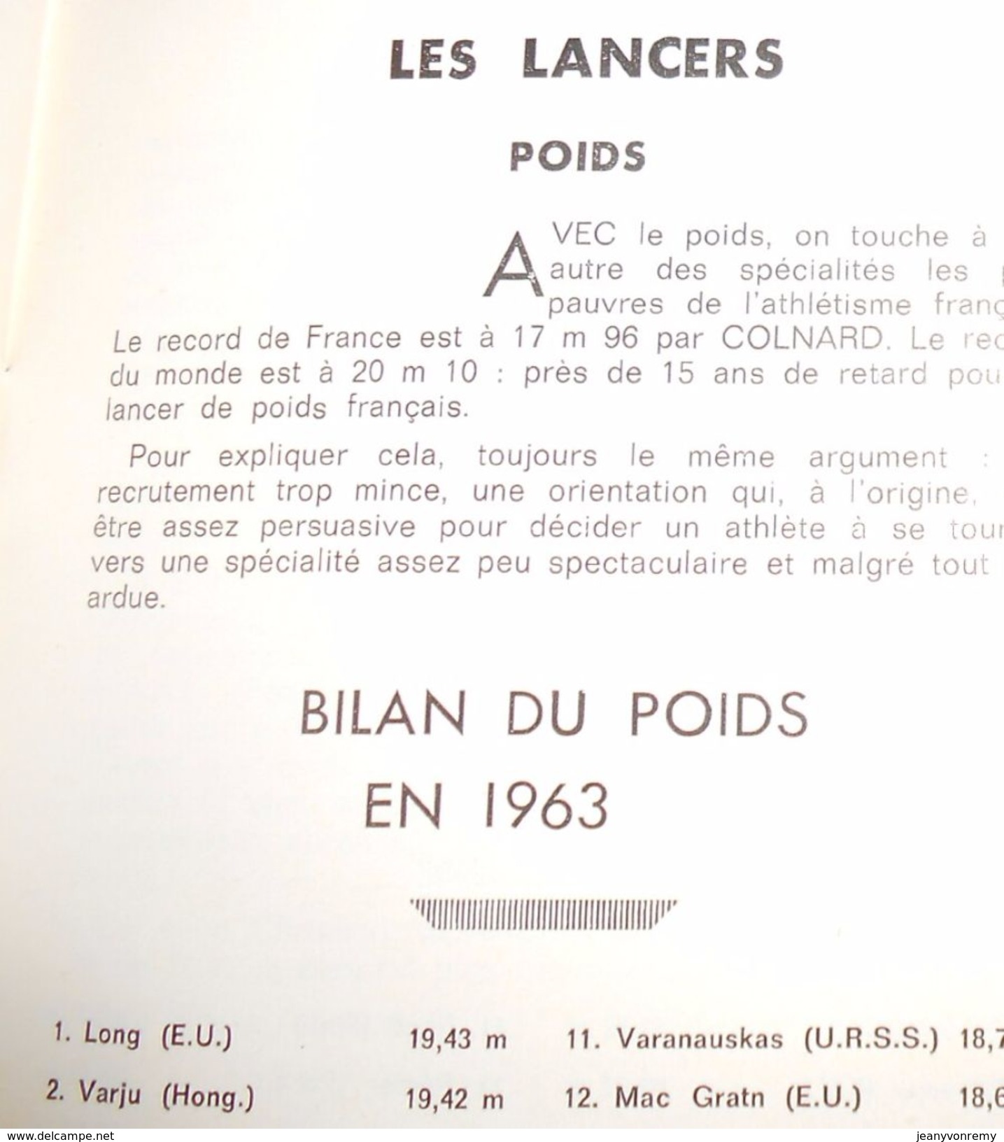 Athlétisme 1964. Les Français Face Aux Jeux Olympiques. - Sport