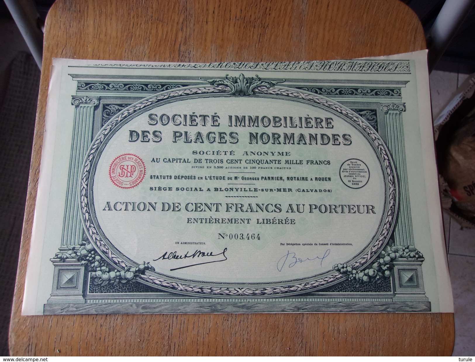 Immobiliere Des PLAGES NORMANDES (imprimerie RICHARD) 1932 - Autres & Non Classés