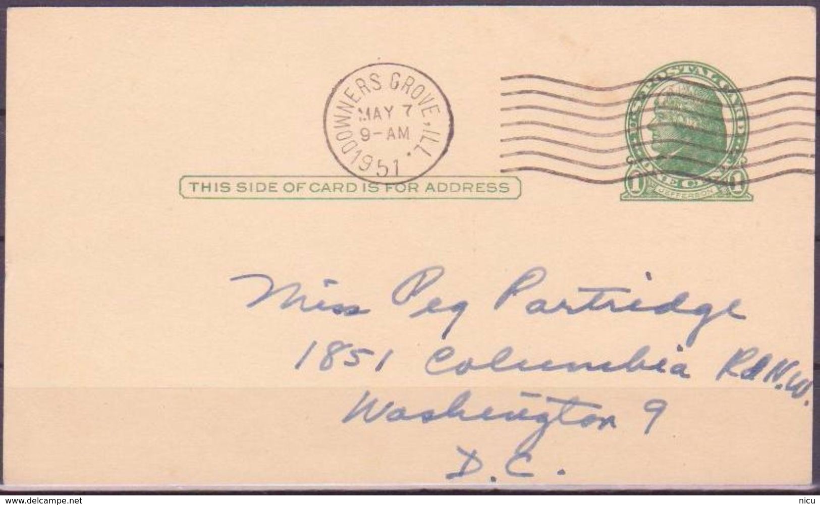 1951 - POSTAL STATIONARY - Jefferson 1 C. - 1941-60