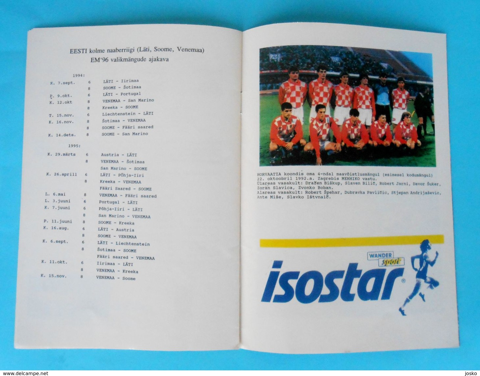 ESTONIA v CROATIA - 1996 UEFA EURO qual. football match programme * soccer fussball programm calcio programma programa