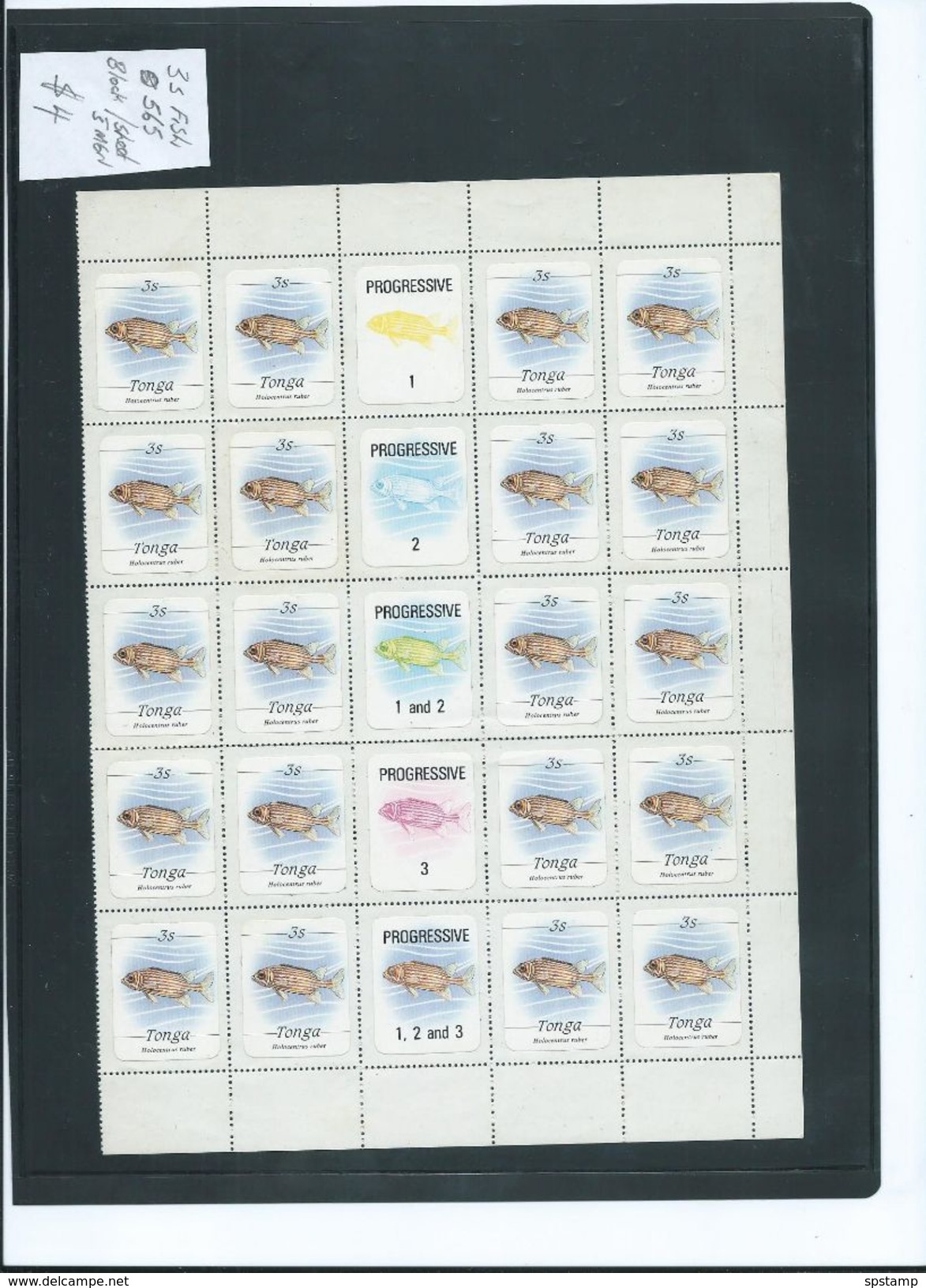 Tonga 1984 Marine Life Definitives 3s Fish Sheet Of 20 With Gutters & Some Margins MNH - Tonga (1970-...)