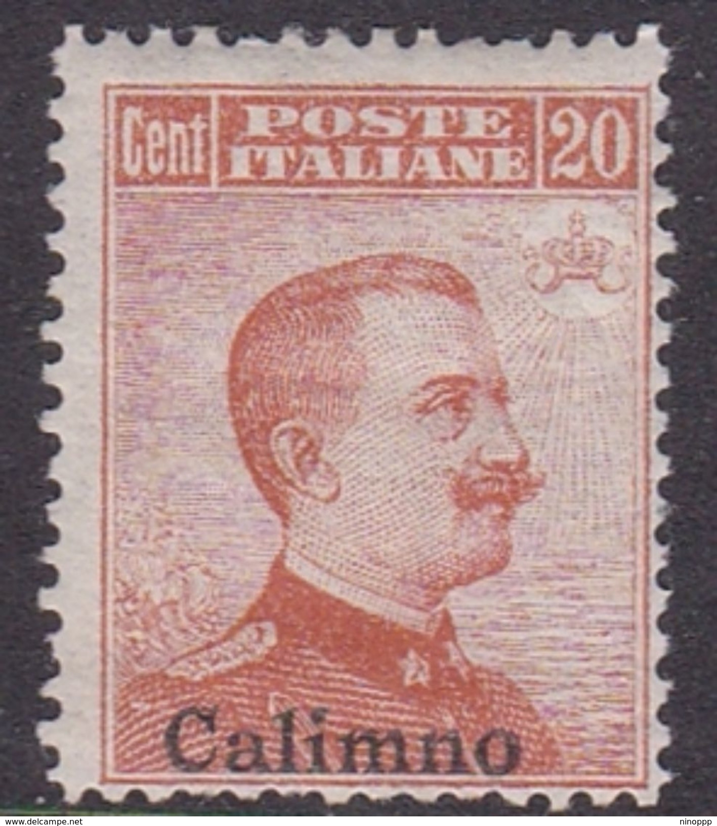 Italy-Colonies And Territories-Aegean-Calino S9 1917 20c Brown Orange No Watermark MH - Egée (Calino)