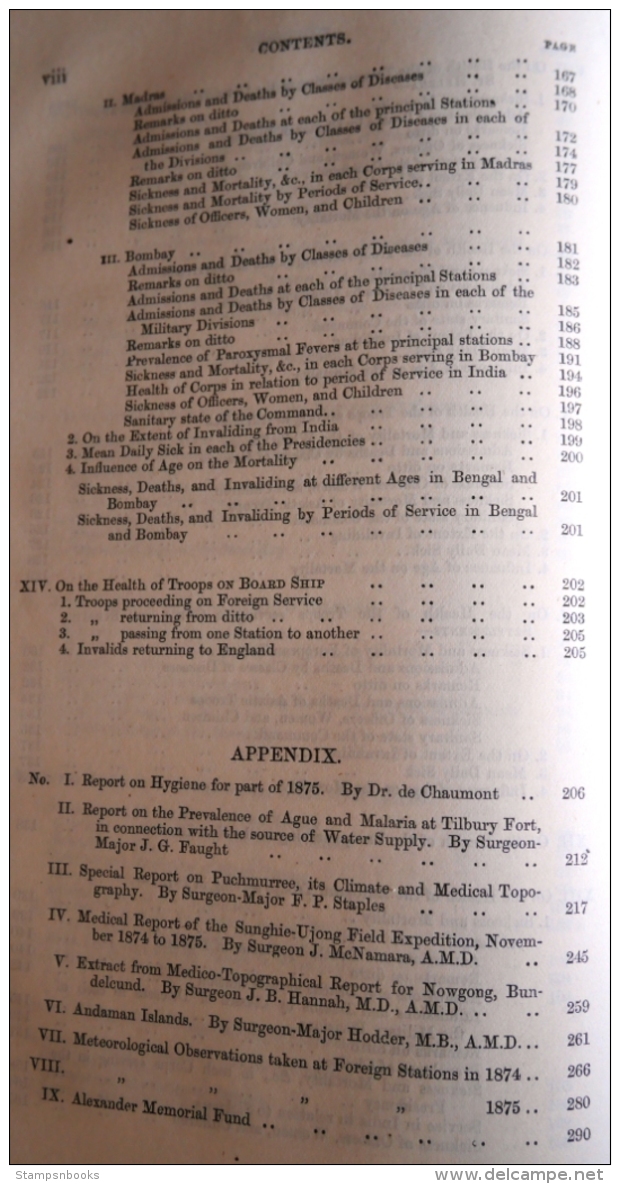 1875 Army Medical Department Report (290 pages) India China Canada COGH St Helena Ceylon West Indies Bermuda Fiji