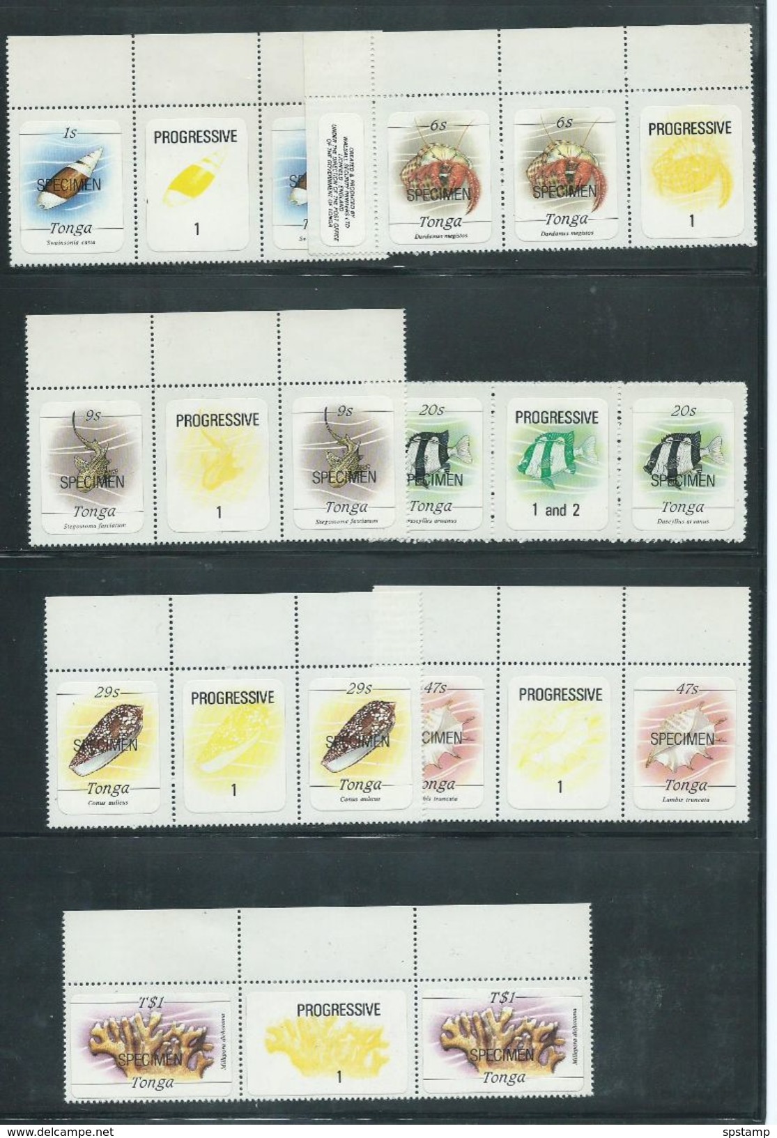 Tonga 1984 Marine Life Definitives 7 Different Pairs To $1 Coral With Labels MNH Specimen Overprint - Tonga (1970-...)