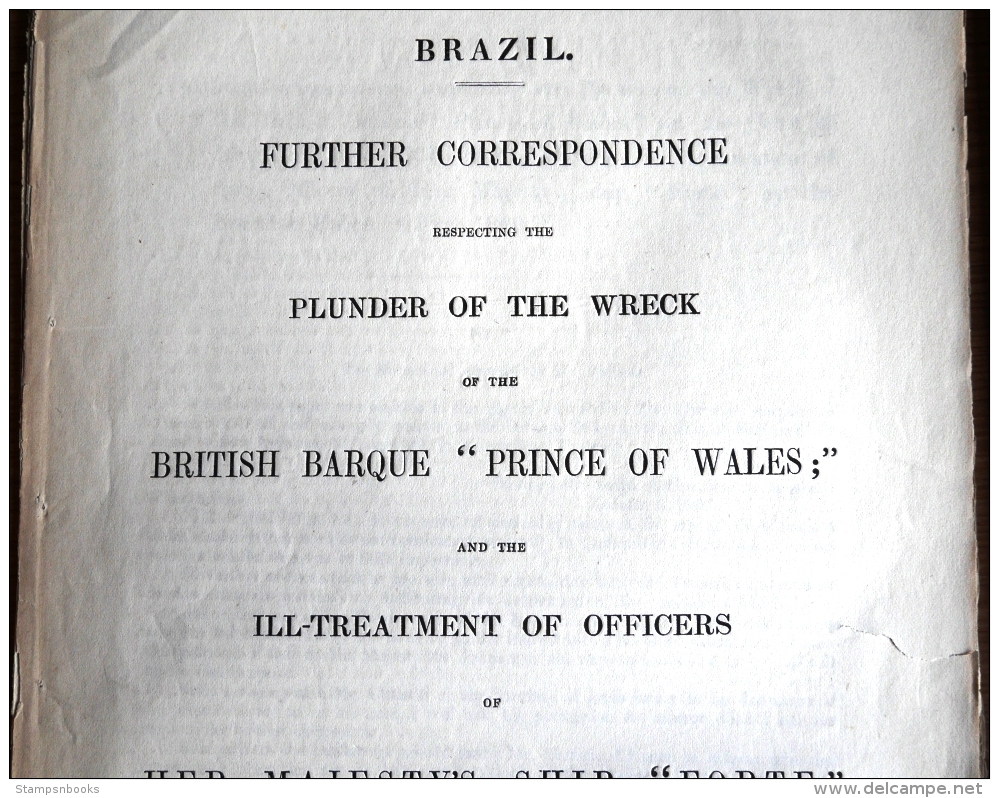 1863 British Government Reports (2) Brazil. HMS Prince Of Wales, Ship Wreck / Prisoners. Anglo-Brazilan War - Sonstige & Ohne Zuordnung