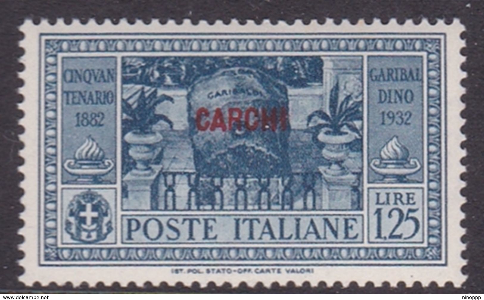 Italy-Colonies And Territories-Aegean-Carchi S 23 1932 Garibaldi Lire 1,25 Dull Blue MNH - Aegean (Carchi)