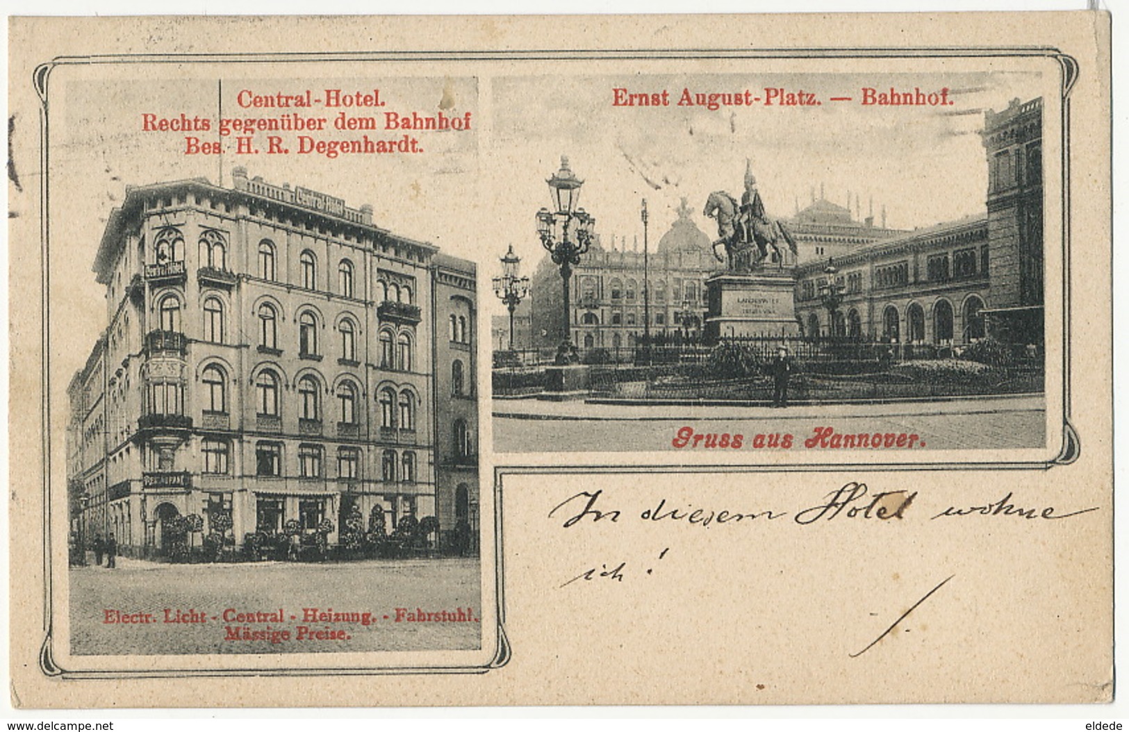 Gruss Aus Hannover Central Hotel H.R. Degenhardt  Bahnhof - Hannover