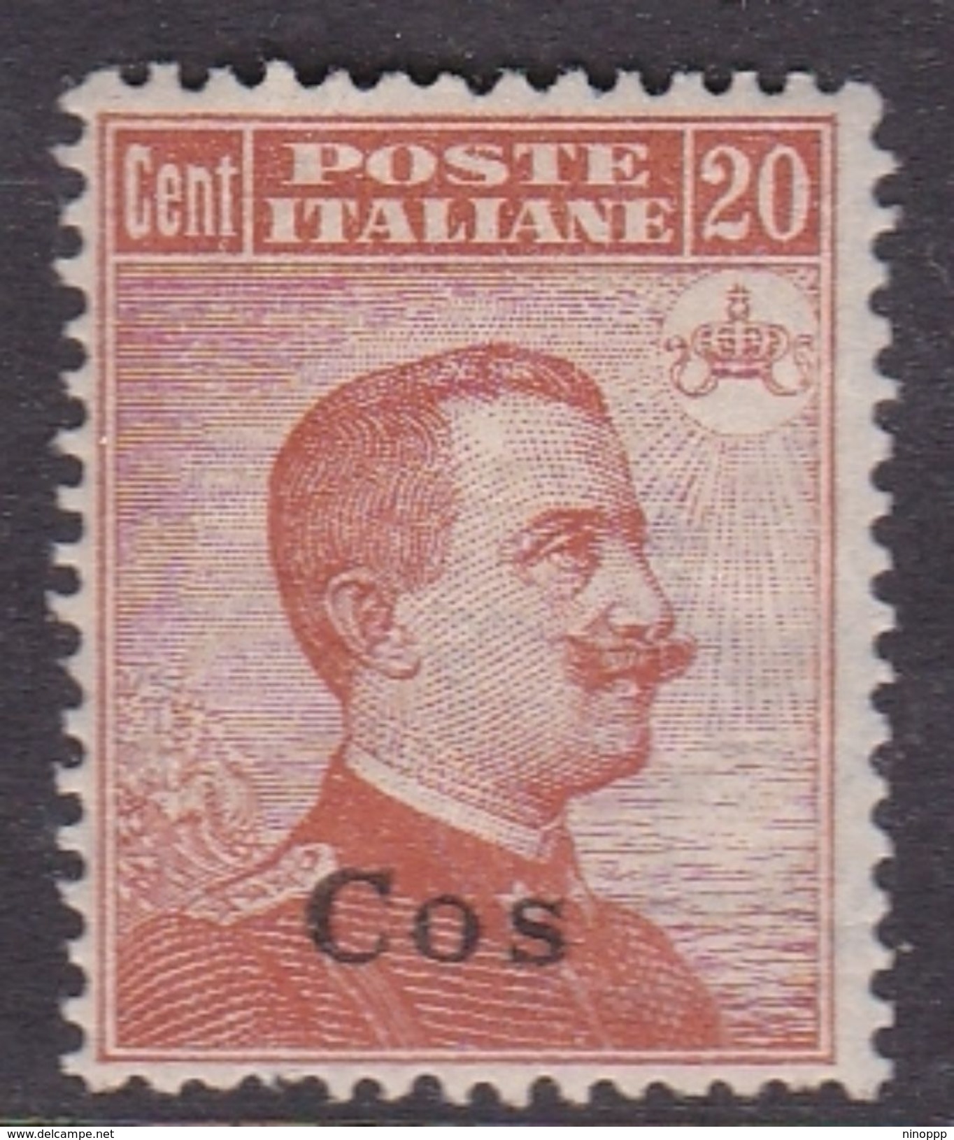 Italy-Colonies And Territories-Aegean-Coo S 11  1921 20c Brown Orange Watermark MH - Egeo (Coo)