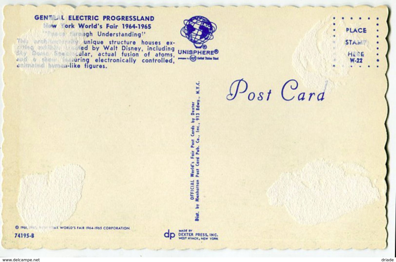 CARTOLINA NEW YORK WORLD'S FAIR GENERAL ELECTRIC PROGRESSLAND ANNO 1964 1965 - Polizia – Gendarmeria