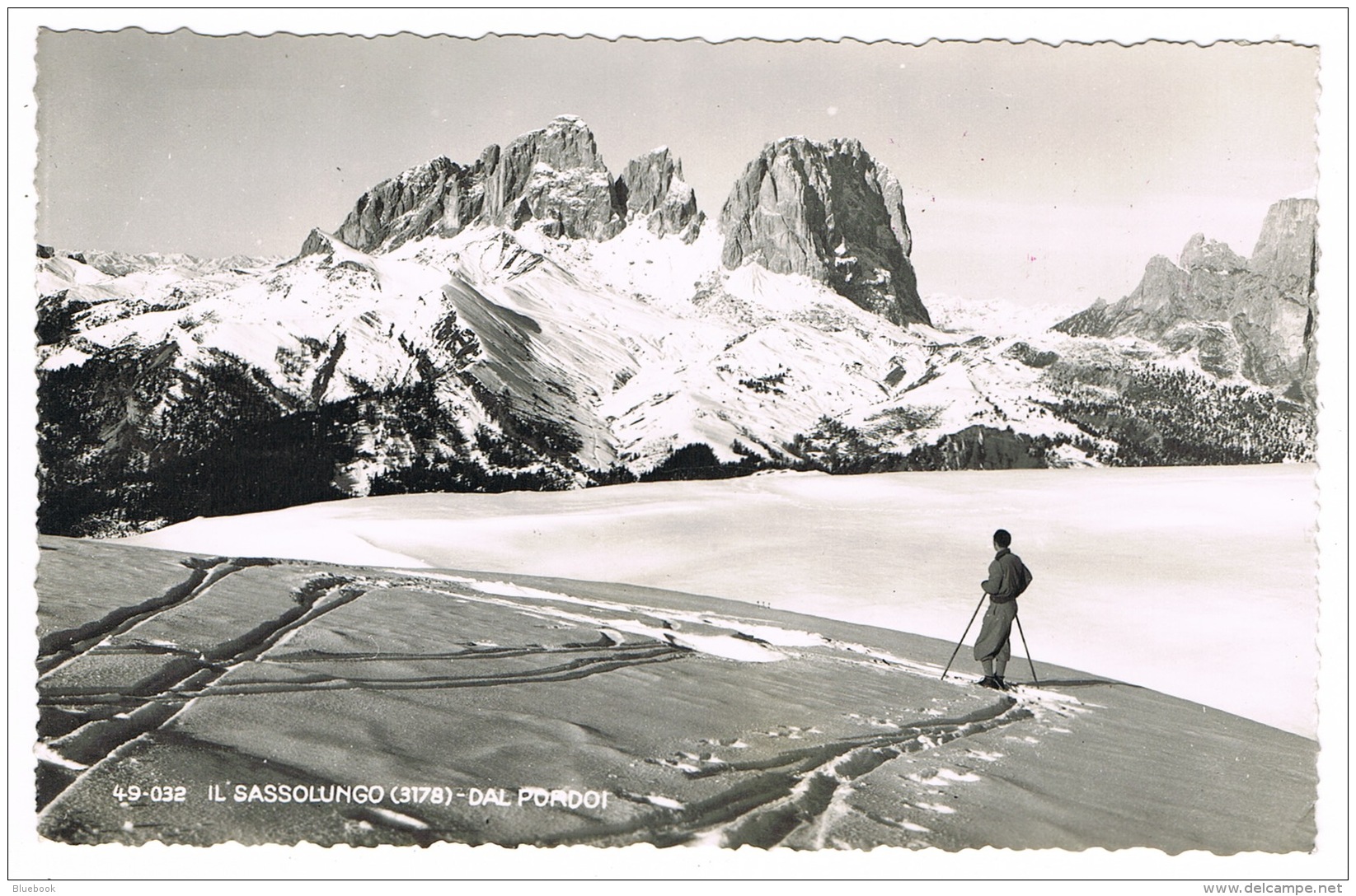 RB 1169 - Real Photo Postcard - Skiing Il Sassolungo Dal Pordoi Italy Hotel Maria Cachet - Other & Unclassified