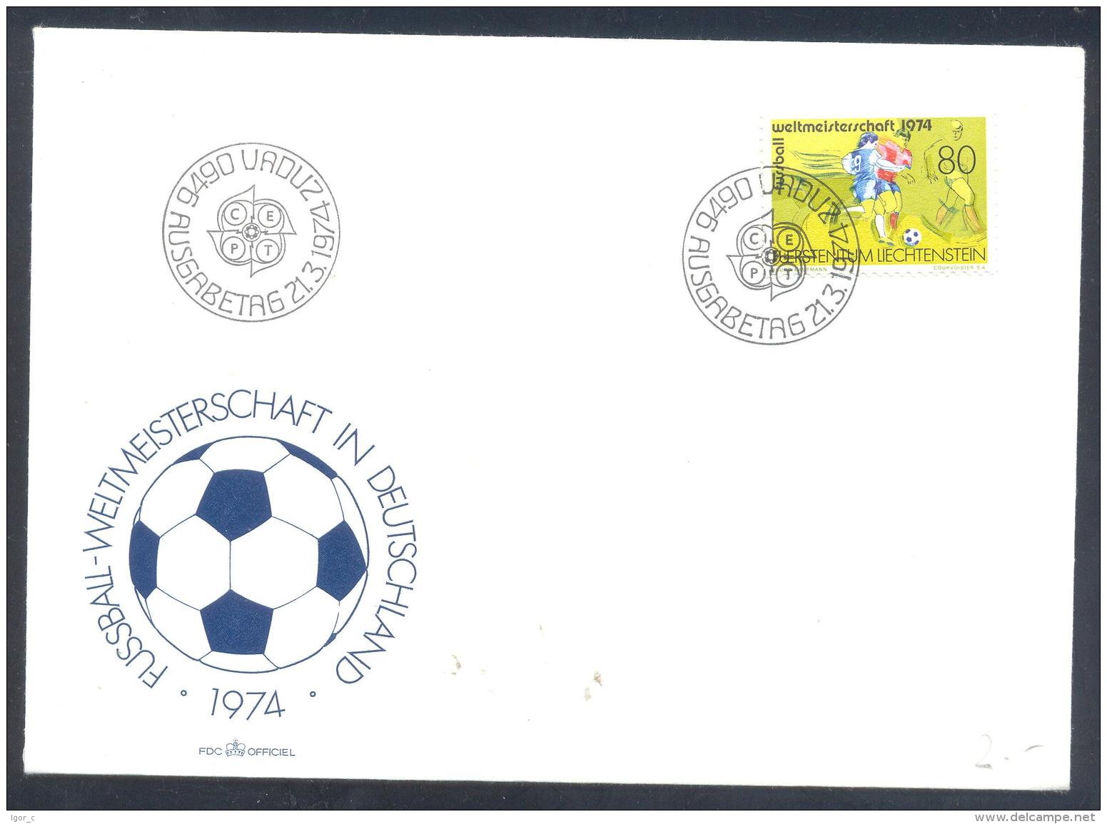 Liechtenstein 1974 Cover; Football Soccer Fussball Calcio; FIFA World Cup Weltmeisterschaft Mundial Germany - 1974 – Germania Ovest