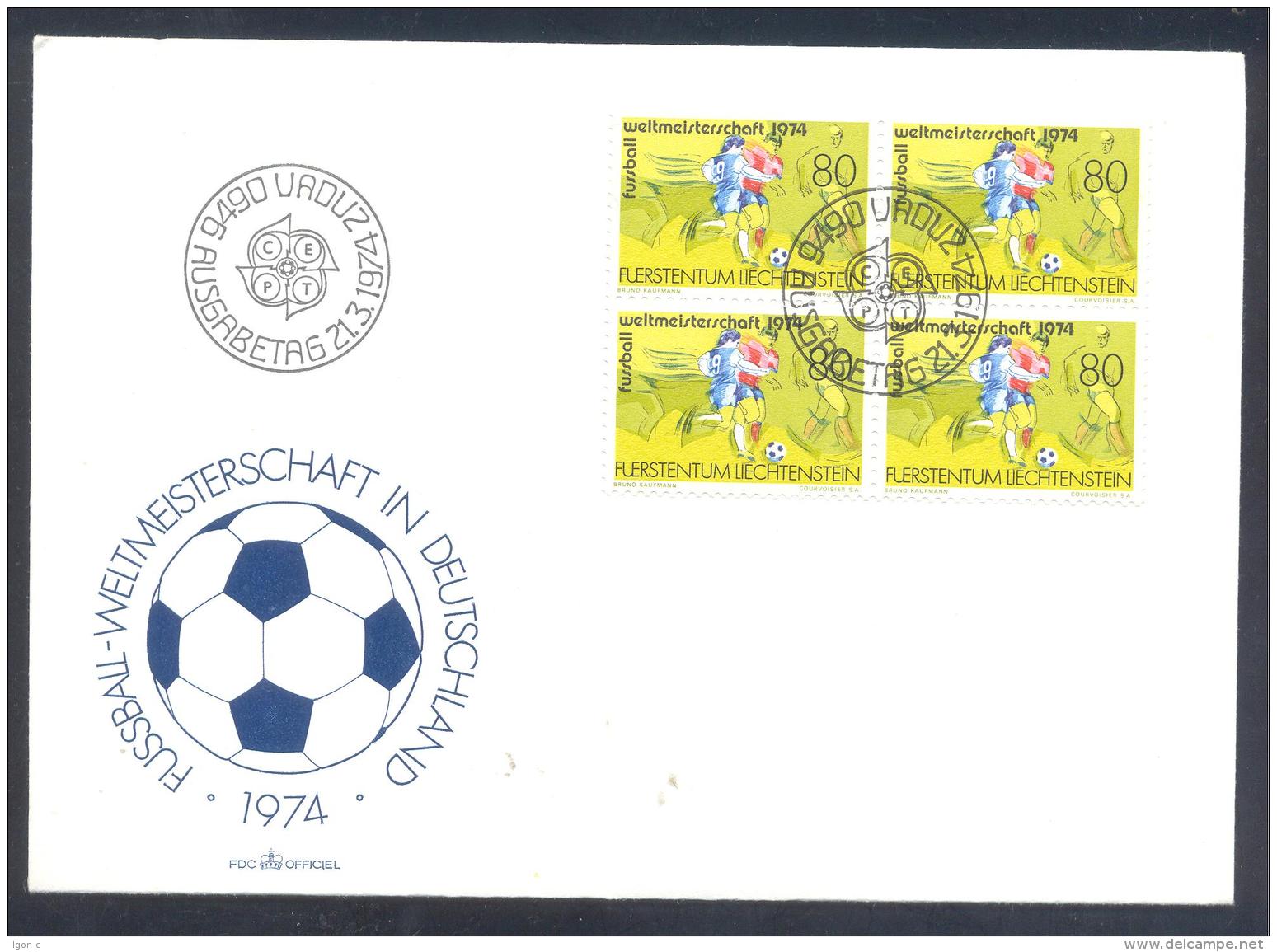 Liechtenstein 1974 Cover; Football Soccer Fussball Calcio; FIFA World Cup Weltmeisterschaft Mundial Germany - 1974 – Germania Ovest