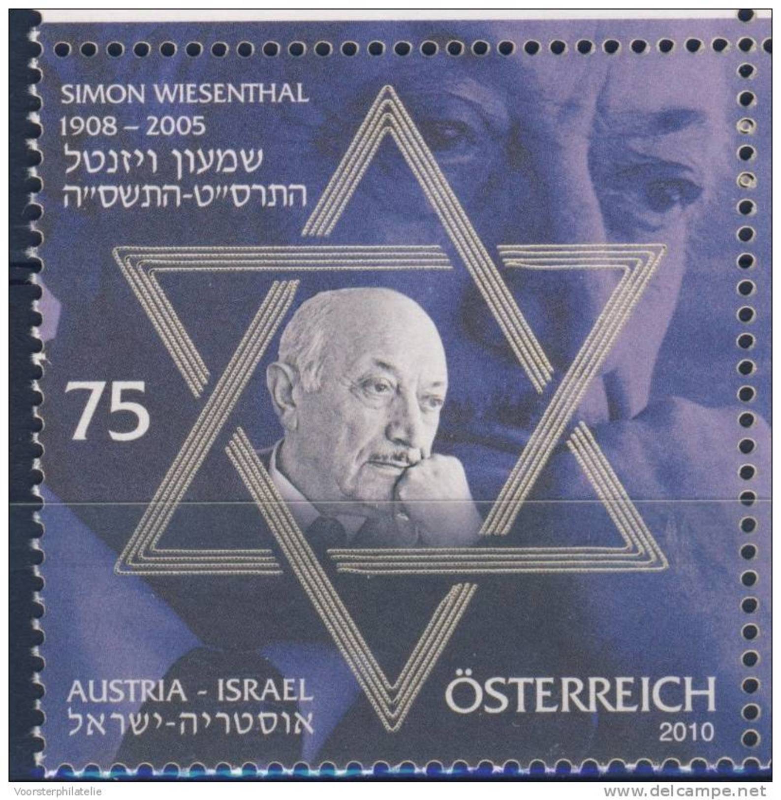 OOSTENRIJK ÖSTERREICH AUSTRIA AUTRICHE 2010 SIMON WIESENTHAL VERY FINE MNH ** - Unused Stamps