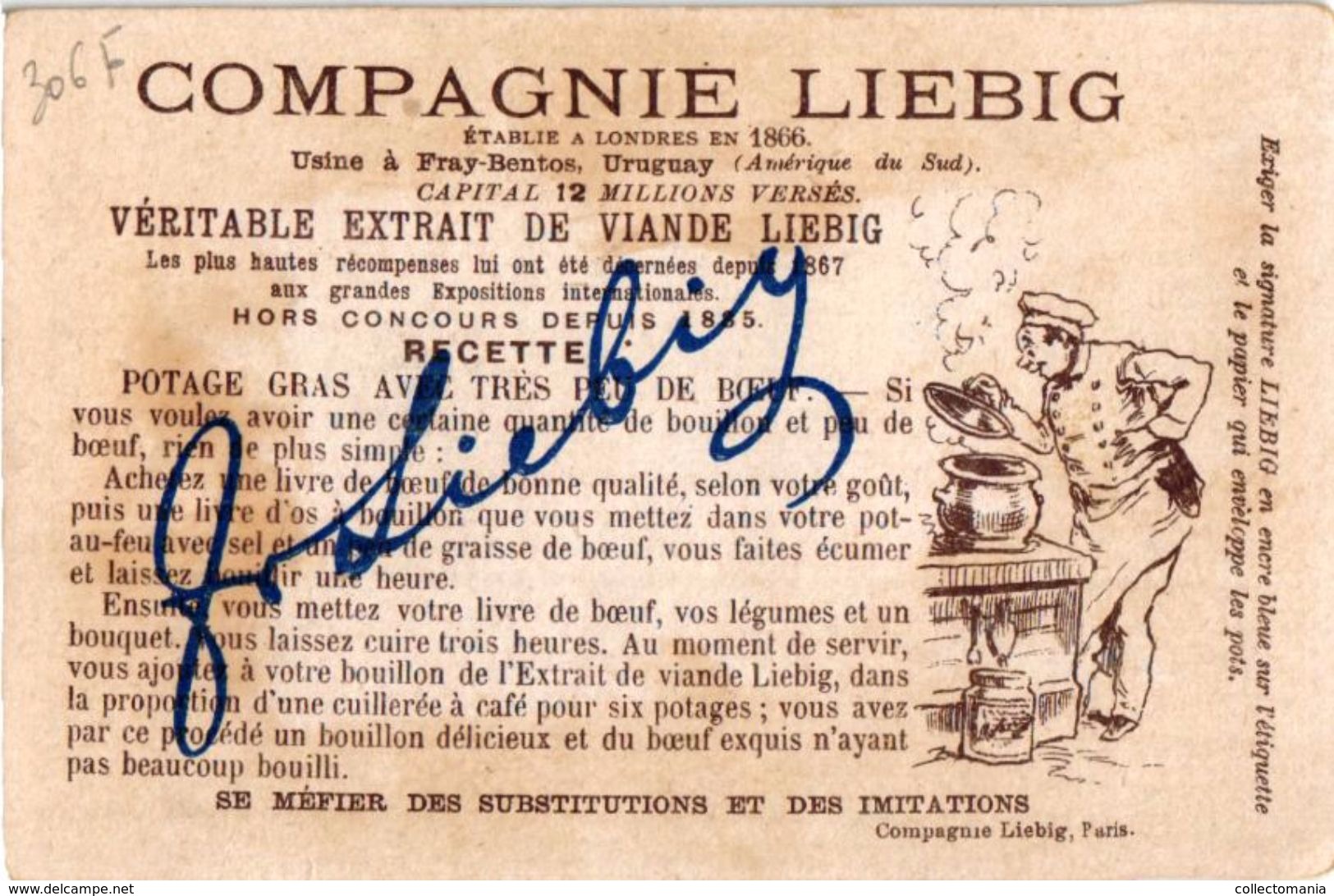 6 cards complete set number 306 Compagnie Liebig Compagnie c891 RARE, litho Plaisirs de voyage, aventura in ferrovia