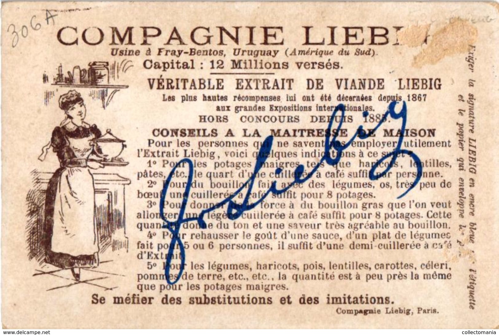 6 cards complete set number 306 Compagnie Liebig Compagnie c891 RARE, litho Plaisirs de voyage, aventura in ferrovia