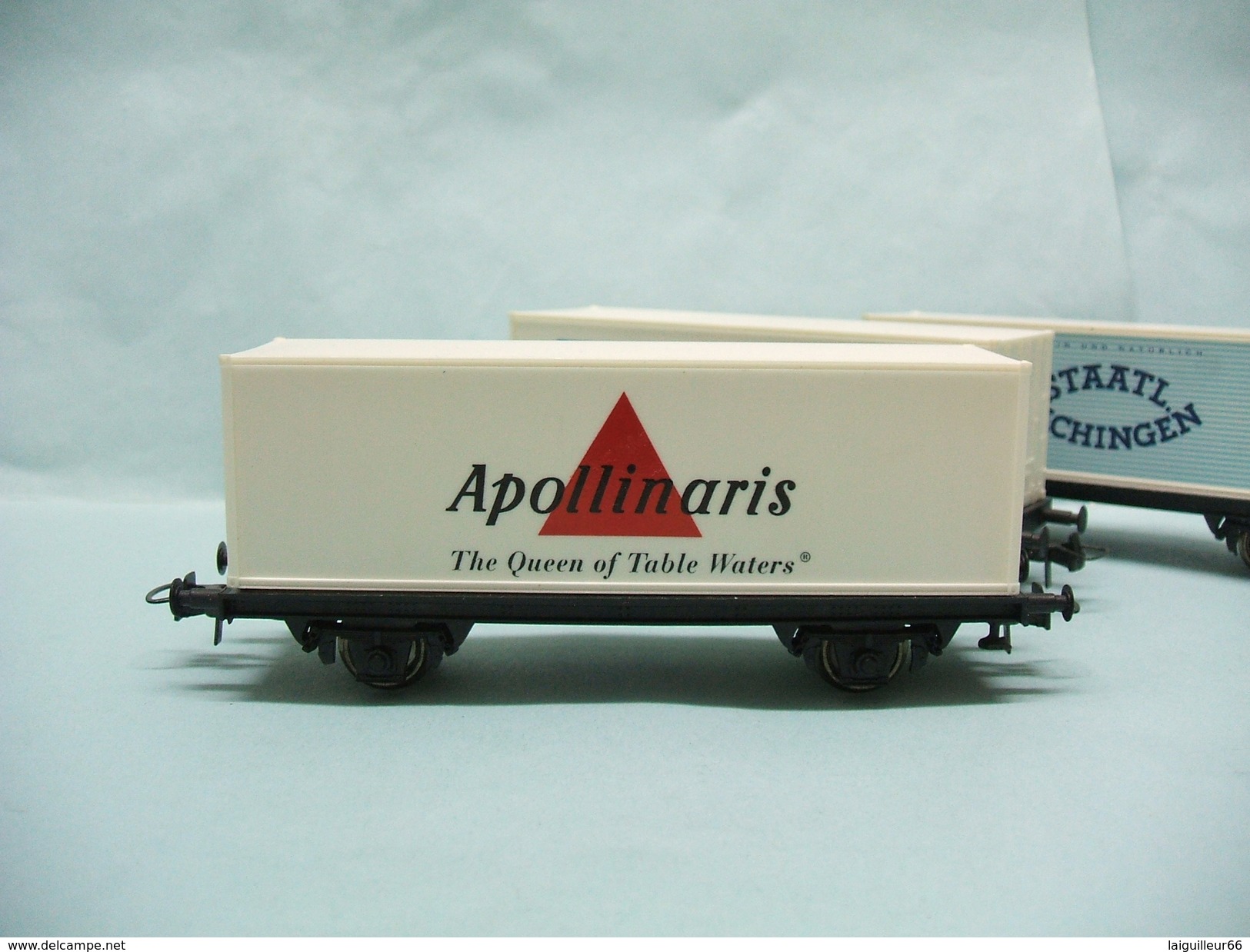 Roco - 3 WAGONS PORTE CONTENEUR Apollinaris  + EIS Schöller + Staatl Fachingen HO 1/87 - Goods Waggons (wagons)