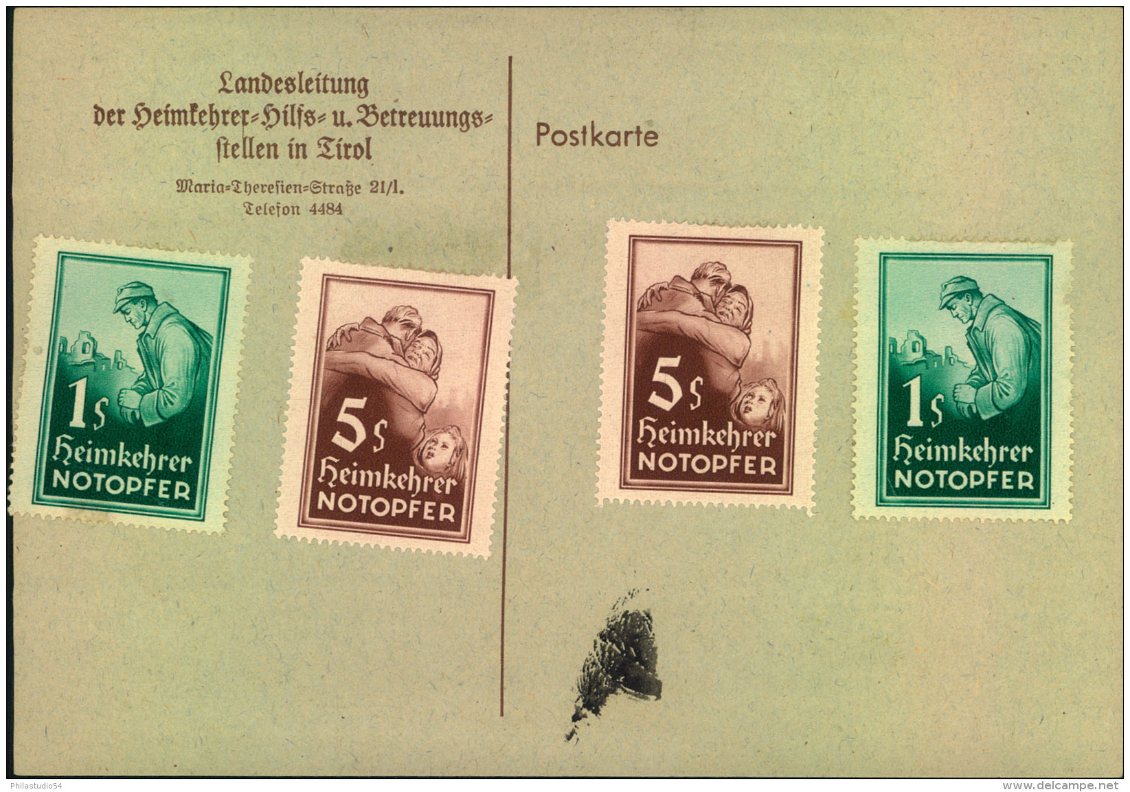 1945/1946, Spendenkarte ""Heimkehrer Notopfer"" - Covers & Documents