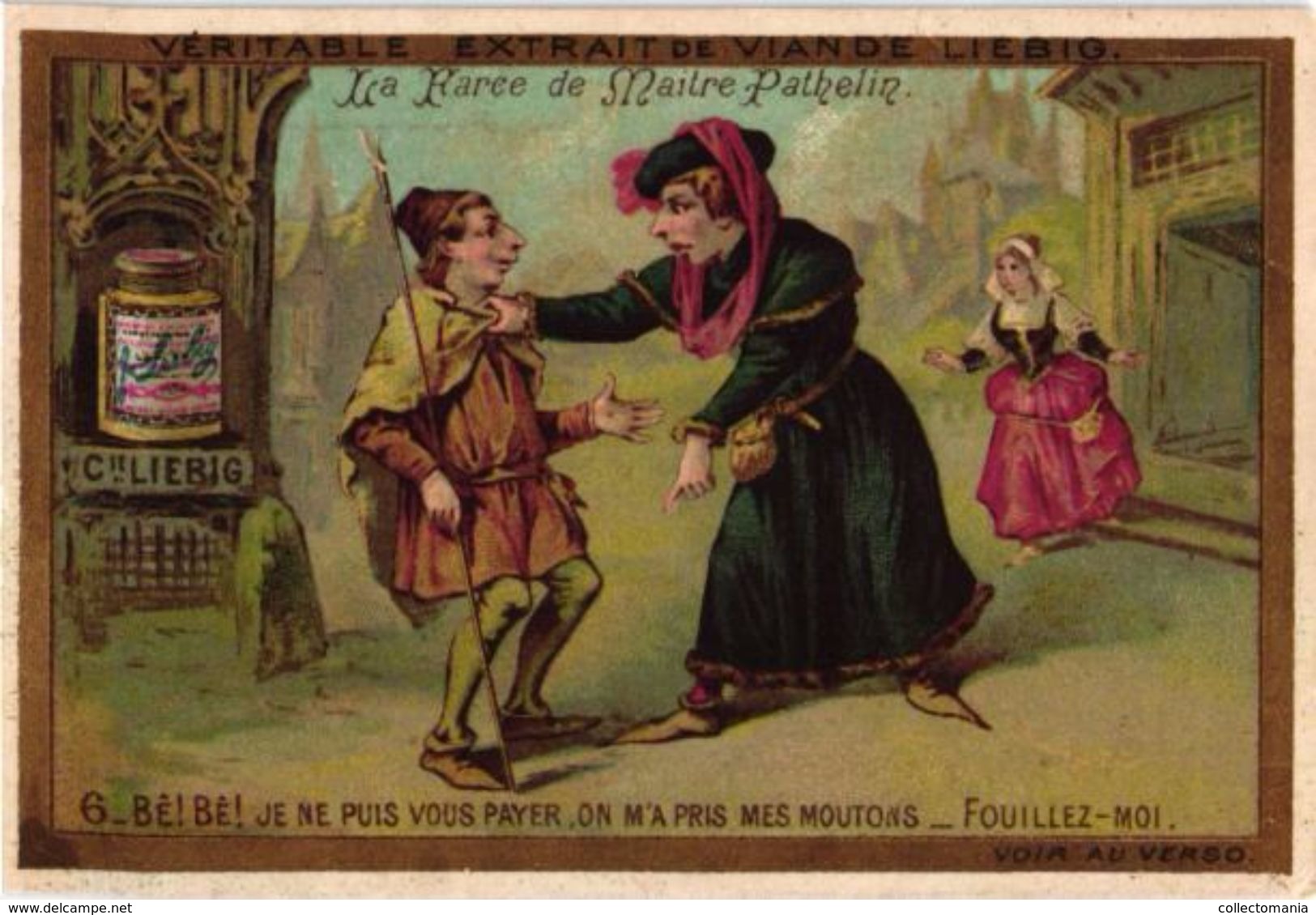 6 cards complete set number  180 Compagnie Liebig circa1883 RARE, litho, la farce de MAITRE PATHELIN