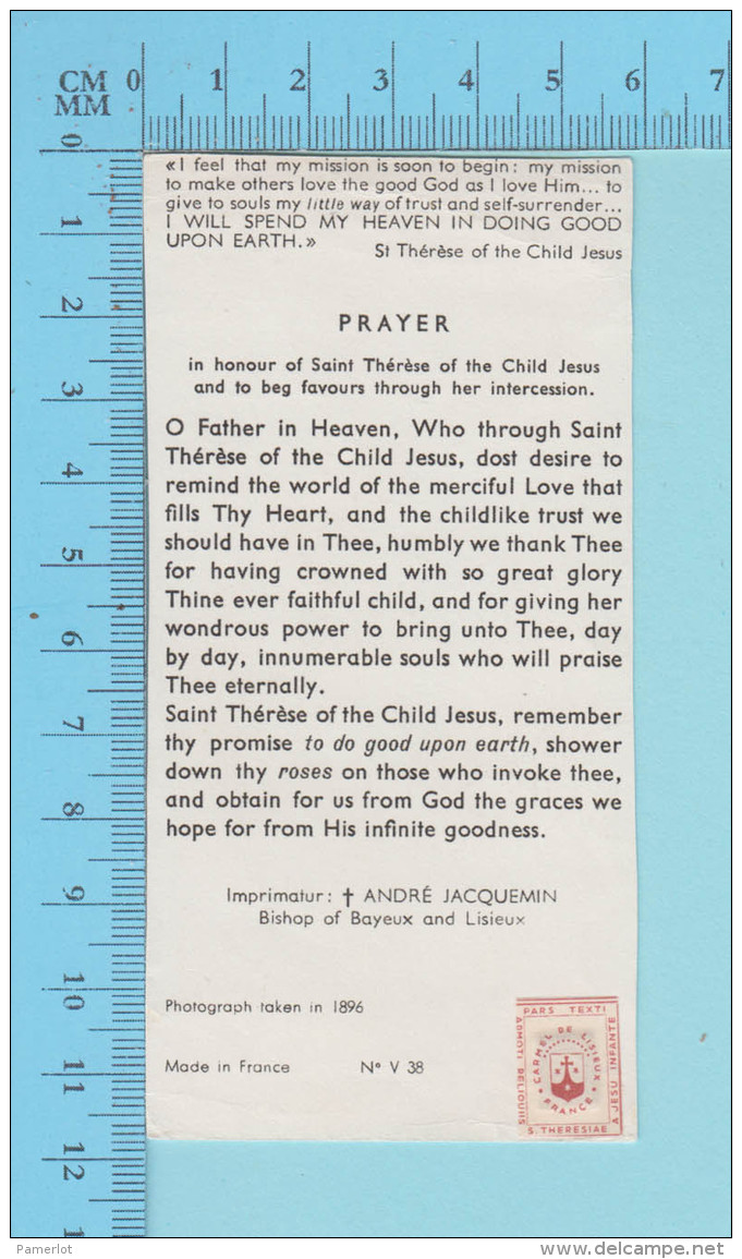 Image Reliquaire - Relique Ste Thérese De L'enfant Jésus -   Reliquia Relic - 2 Scans - Religion & Esotérisme