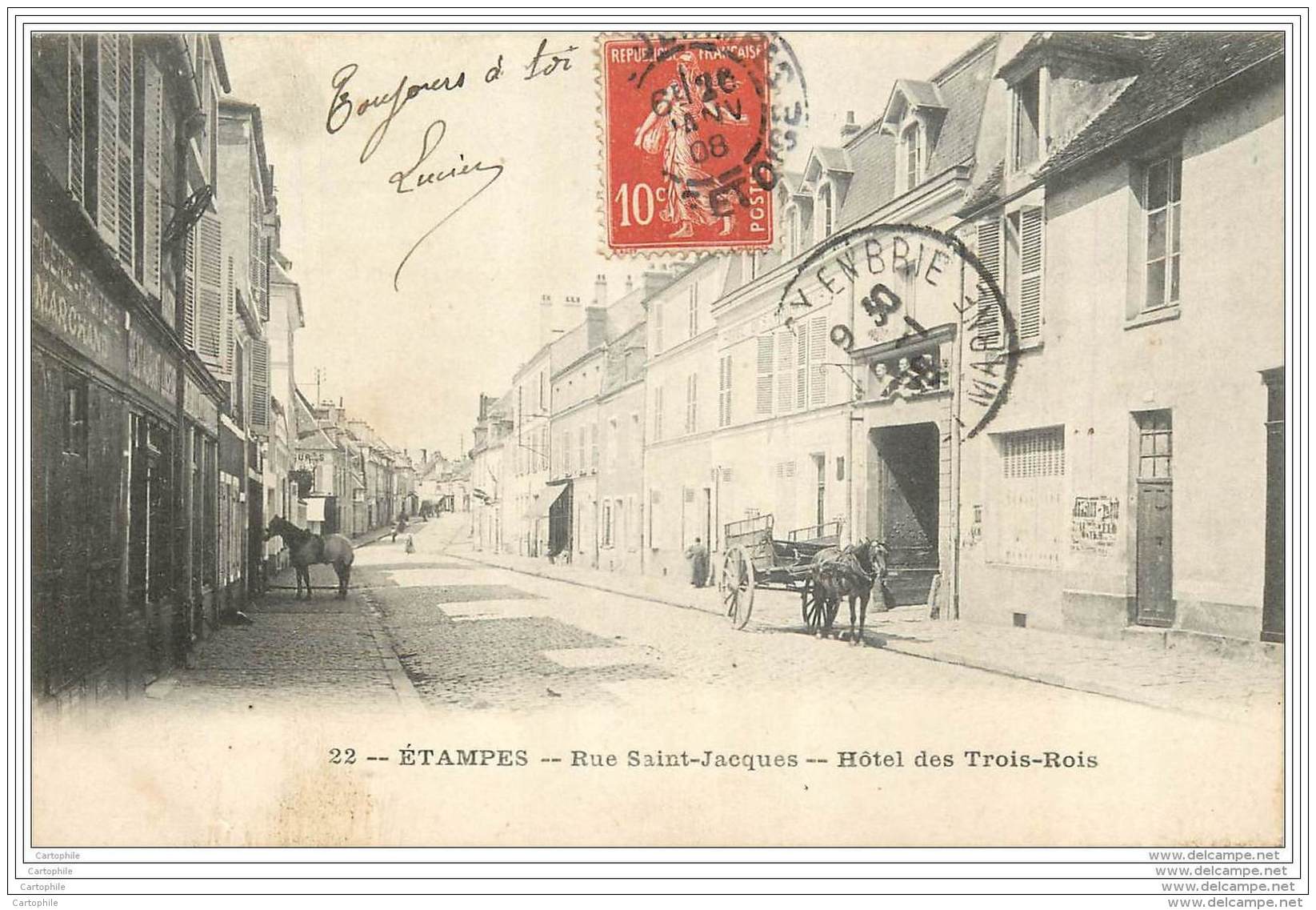 91 - ETAMPES - Rue Saint Jacques - Hotel Des Trois Rois - Etampes