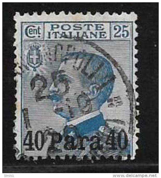 Italy Offices Abroad  Levant General Issue, Scott # 3 Used Victor Emmanuel Lll Surcharged, 1908, Blunt Perfs - General Issues