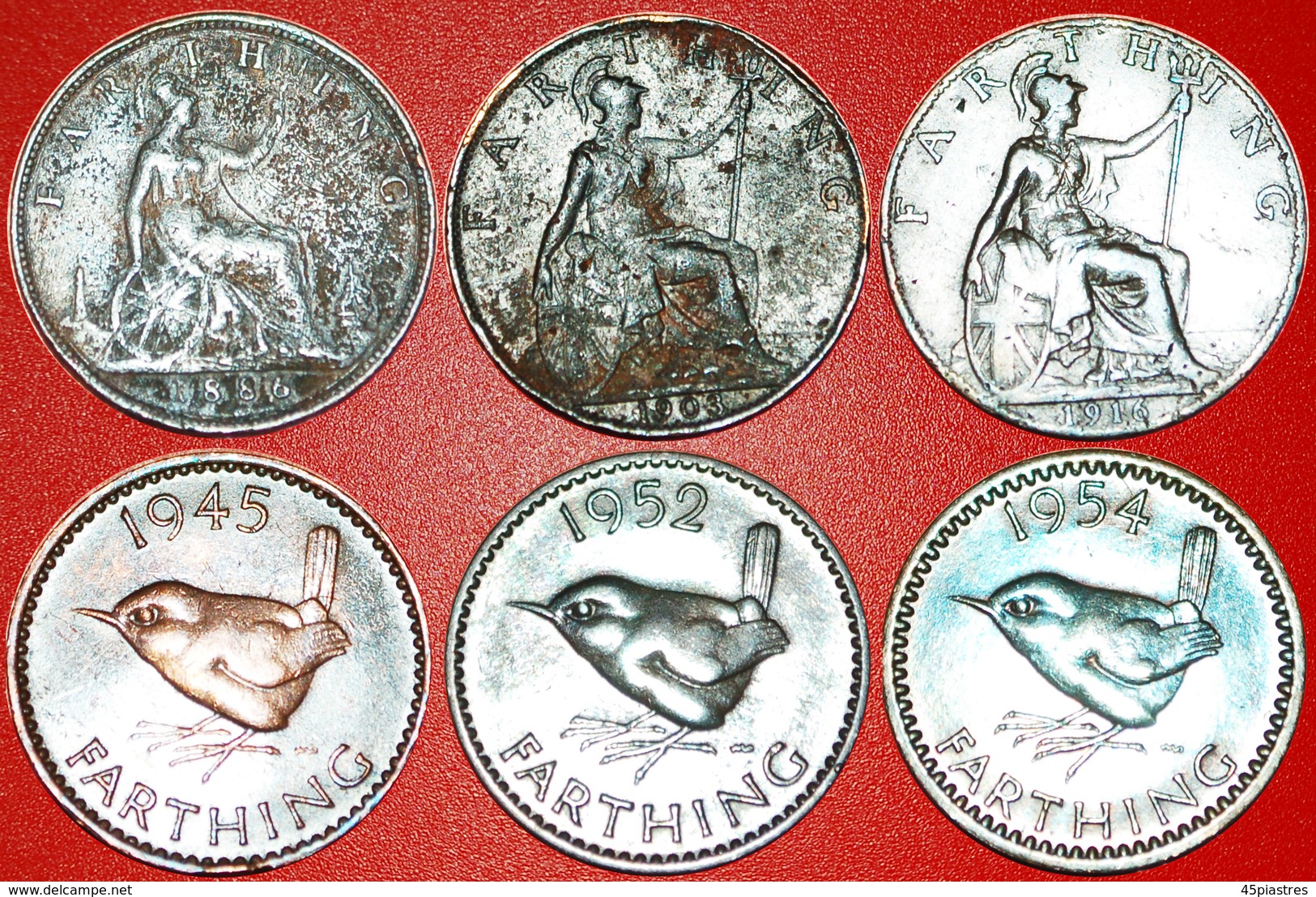 • PORTRAITS OF RULERS: GREAT BRITAIN ★ FARTHING 1886-1954! SET 6 COINS! LOW START&#x2605; NO RESERVE! - Collezioni