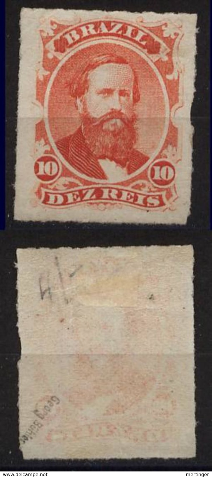 Brazil Brasil 1876 Dom Pedro 10R Mi# 30 * Mint Signed Bühler - Unused Stamps