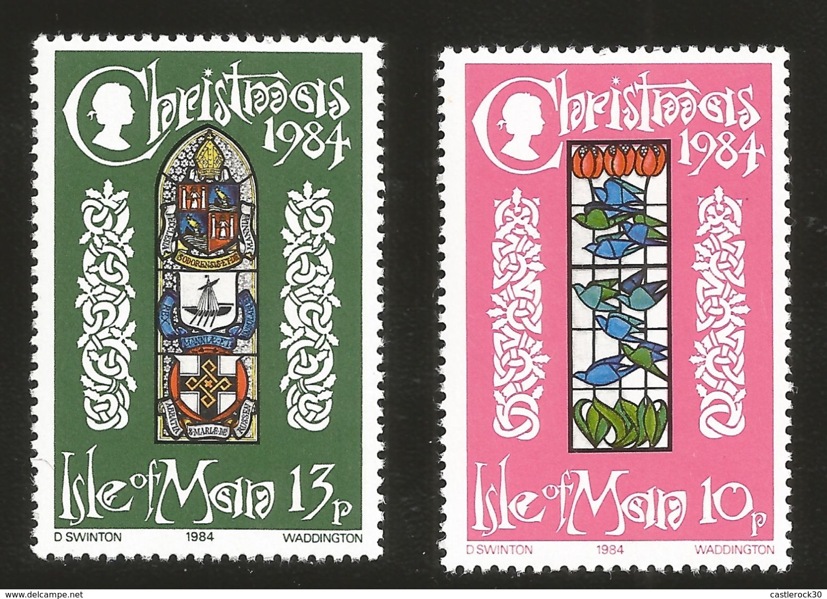 J) 1984 ISLE OF MAN, CHRISTMAS, COLOR GLASSES, SET OF 2, MNH - Isle Of Man