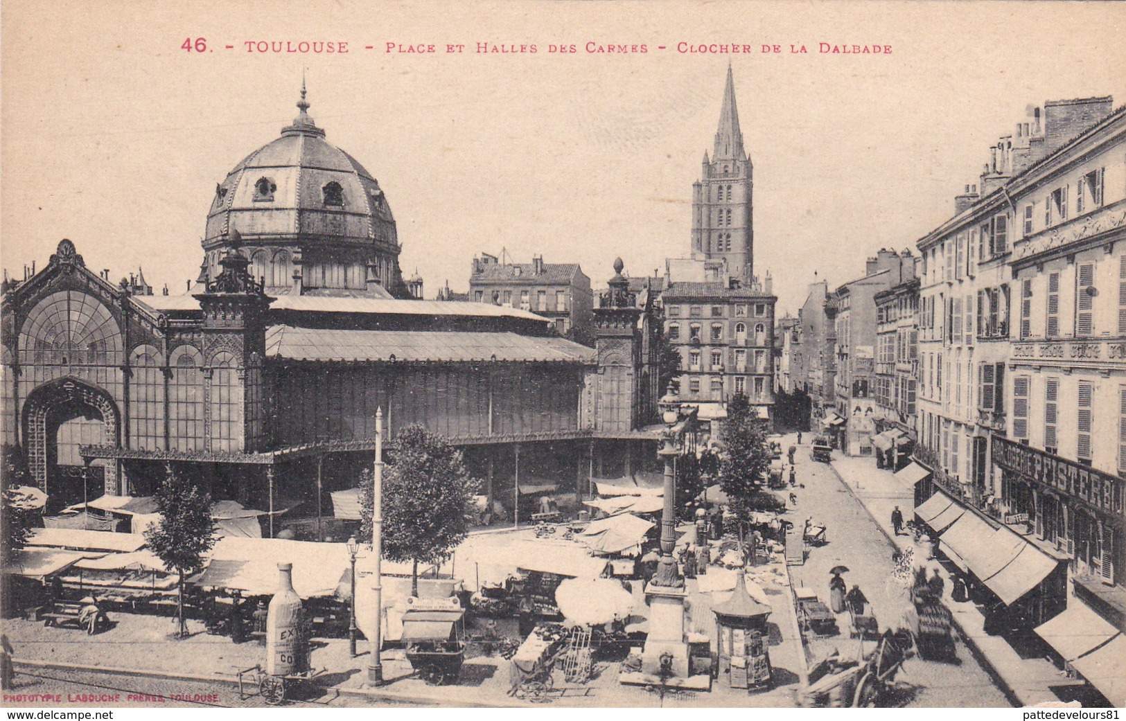 CPA (31) TOULOUSE Place Et Halles Des Carmes Clocher De La Dalbade - Toulouse