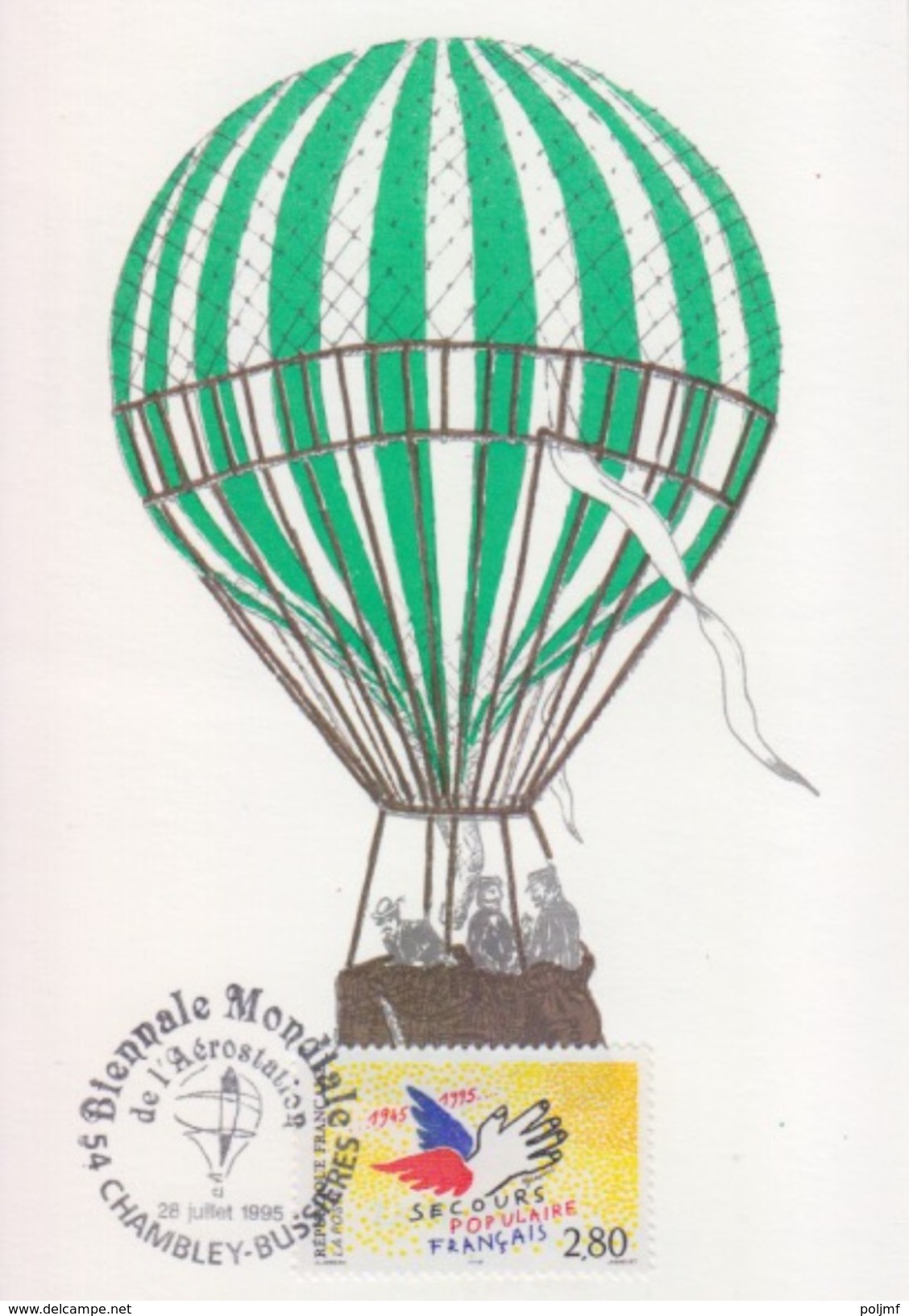 Biénnale Mondiale Aérostation, Chambley 28 Juillet 95, Cachet Du Bureau Temporaire Sur CP Ballon "Le Vauban" - Lettres & Documents