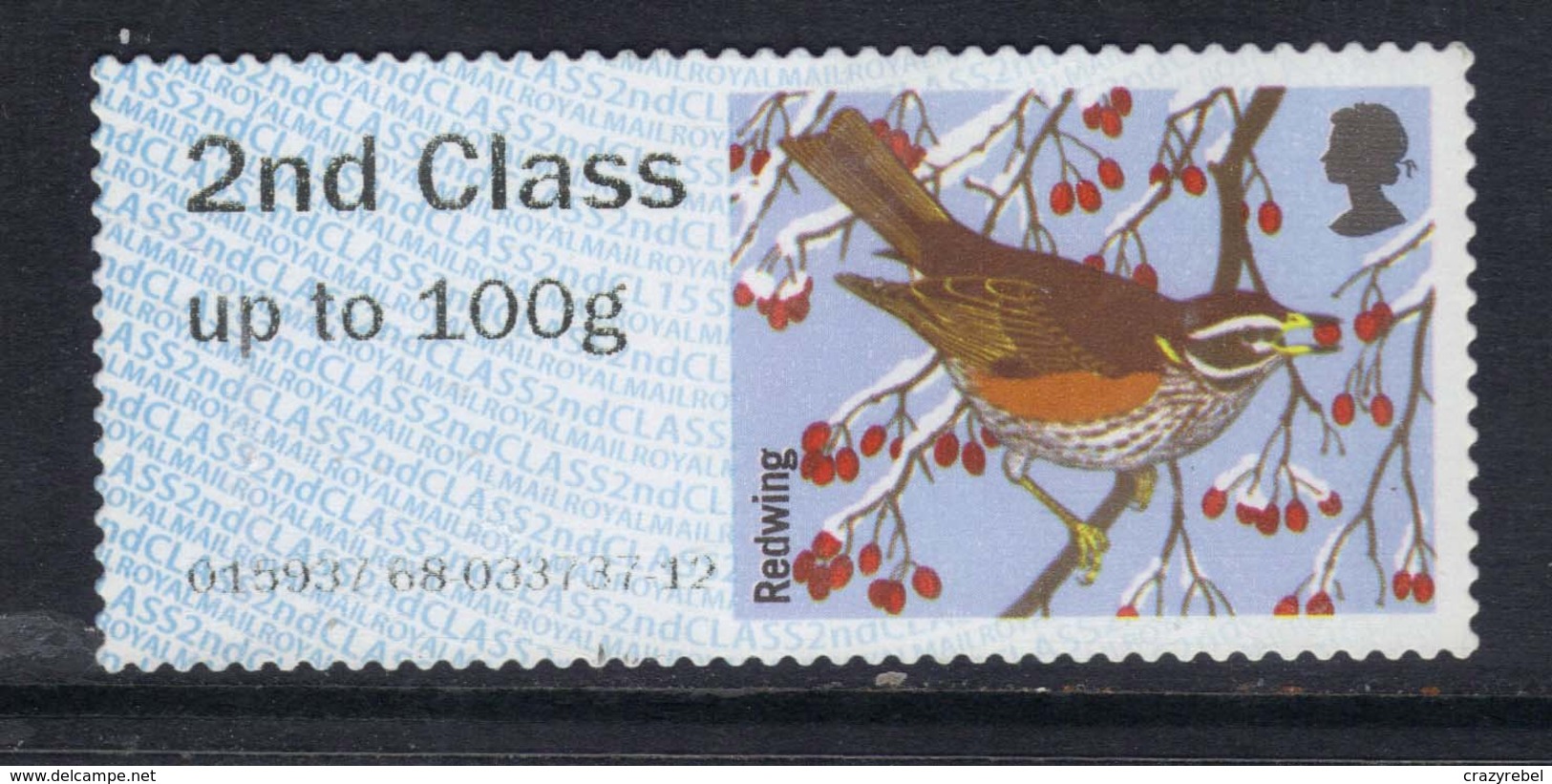 GB 2015 QE2 2nd Class Up To 100 Gm Post & Go Redwing Bird No Gum ( B337 ) - Post & Go Stamps