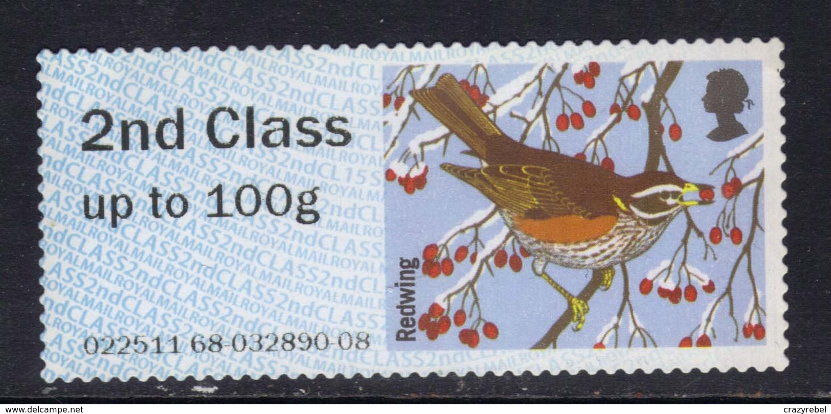 GB 2015 QE2 2nd Class Up To 100 Gm Post & Go Redwing Bird No Gum ( 576 ) - Post & Go (distributeurs)