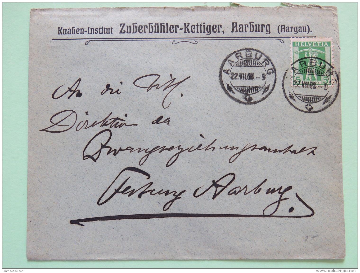 Switzerland 1908 Cover Aarburg To Aarburg - William Tell 's Son - Briefe U. Dokumente