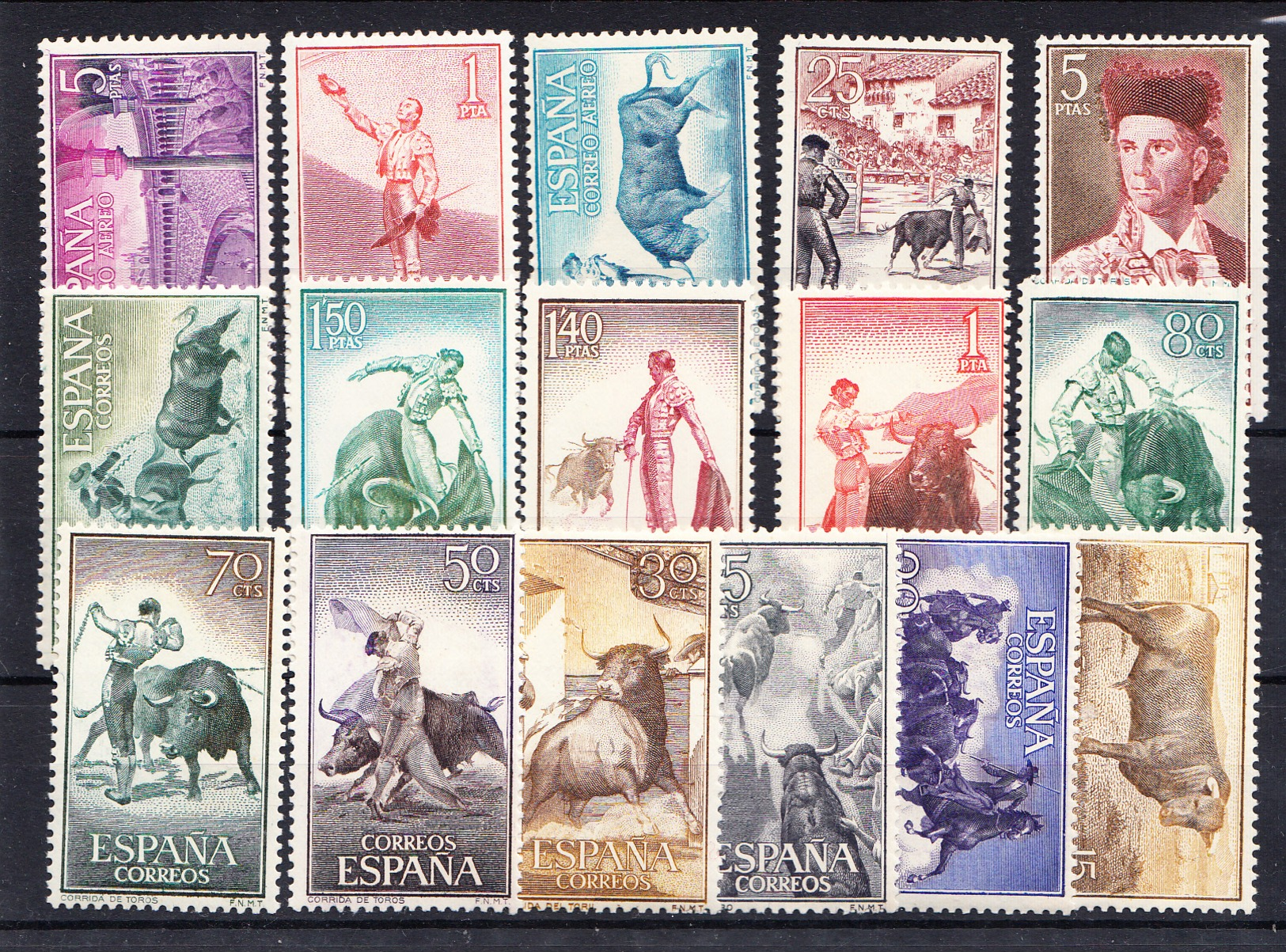 ESPAÑA 1960.EDIFIL Nº 1254/1269. FIESTA NACIONAL: TAUROMAQUIA .NUEVOS SIN  CHARNELA.CECI 2.20 - Nuevos